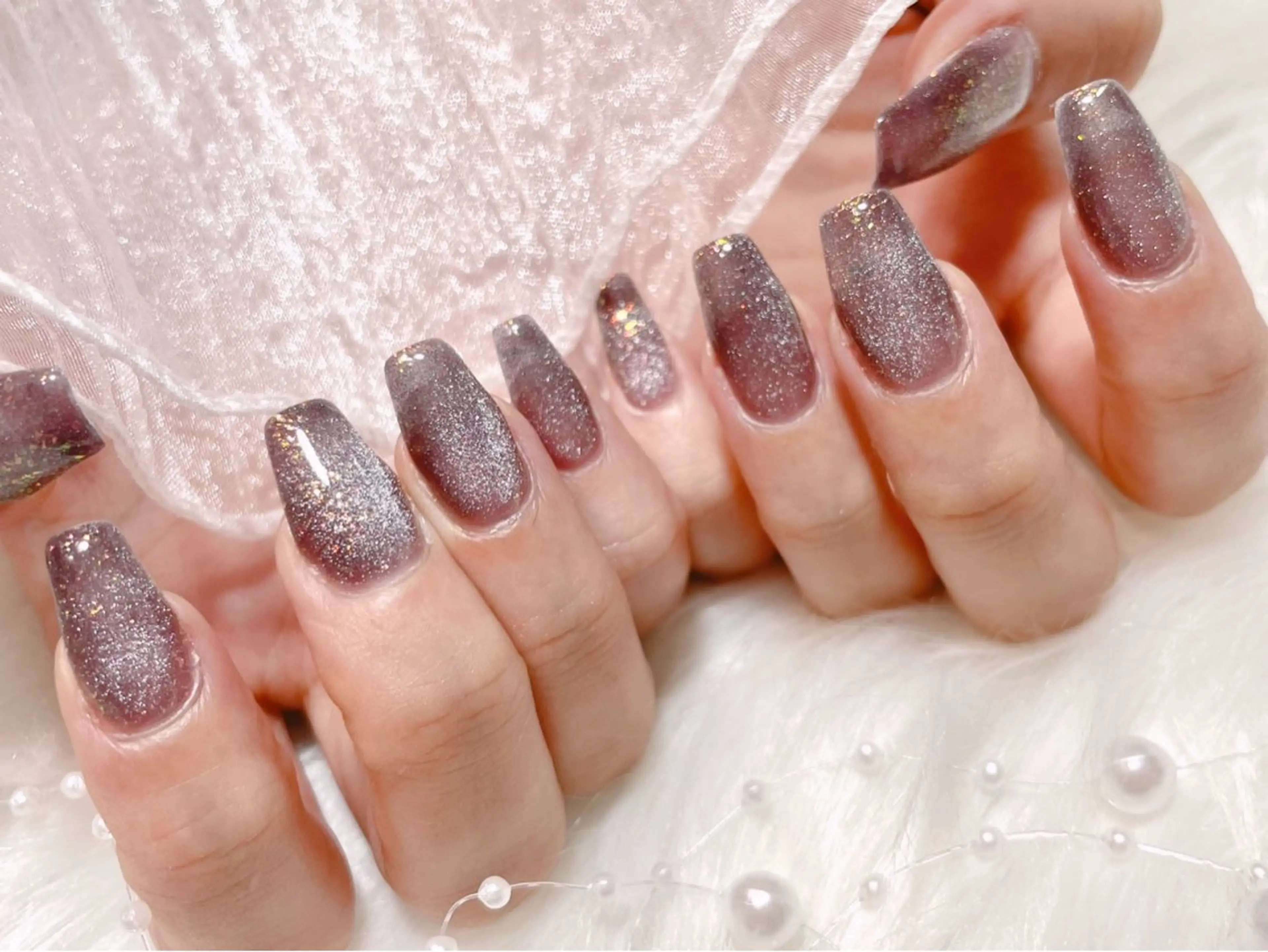 ネイル ジェルネイル マグネットネイル パラジェル ハンドネイル ゆりか ジョアアンジェ福島のネイルデザイン