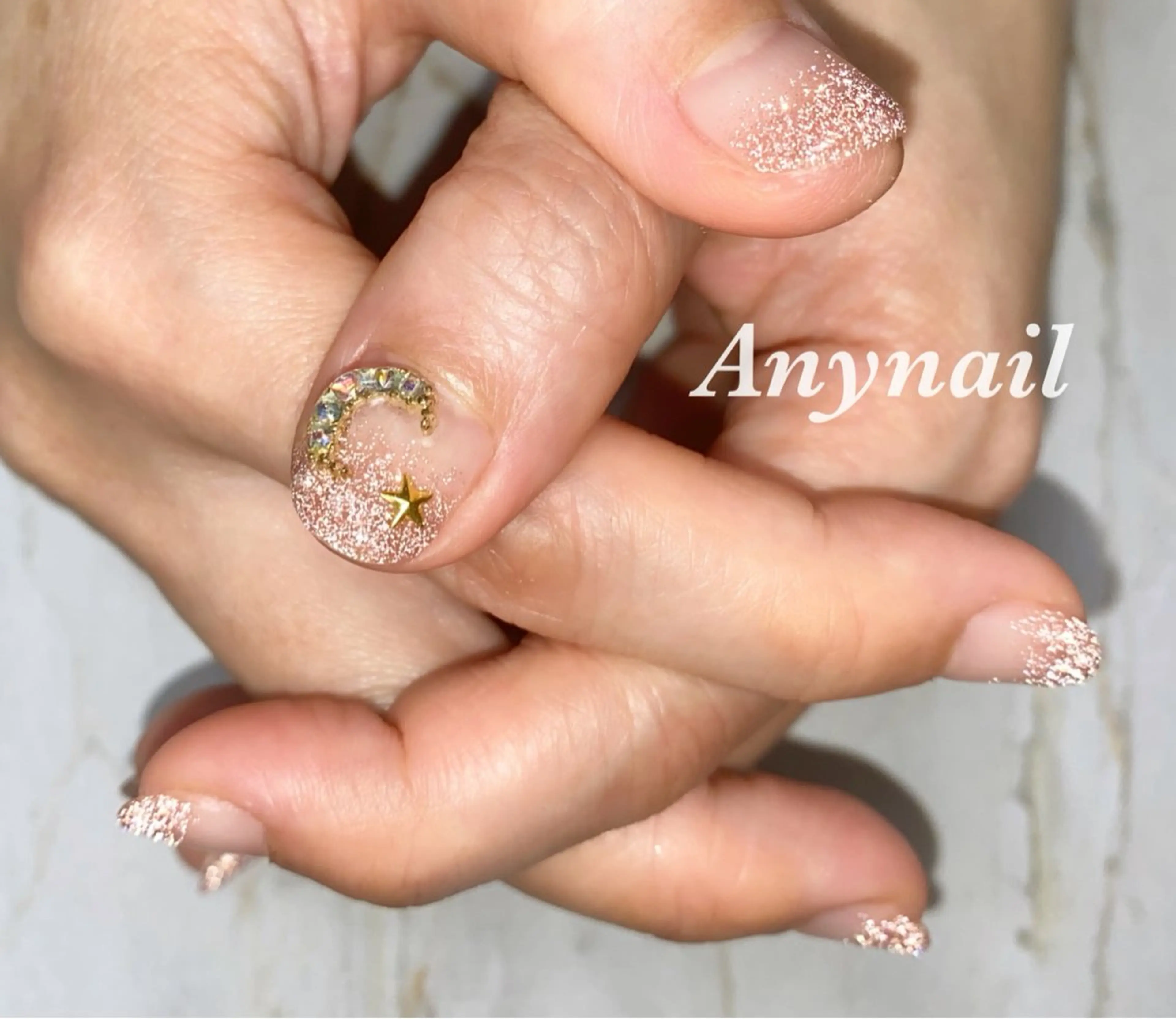 ネイル ブルー フラッシュネイル ジェルネイル グラデーション キラキラネイル 岩澤 恵子のネイルデザイン