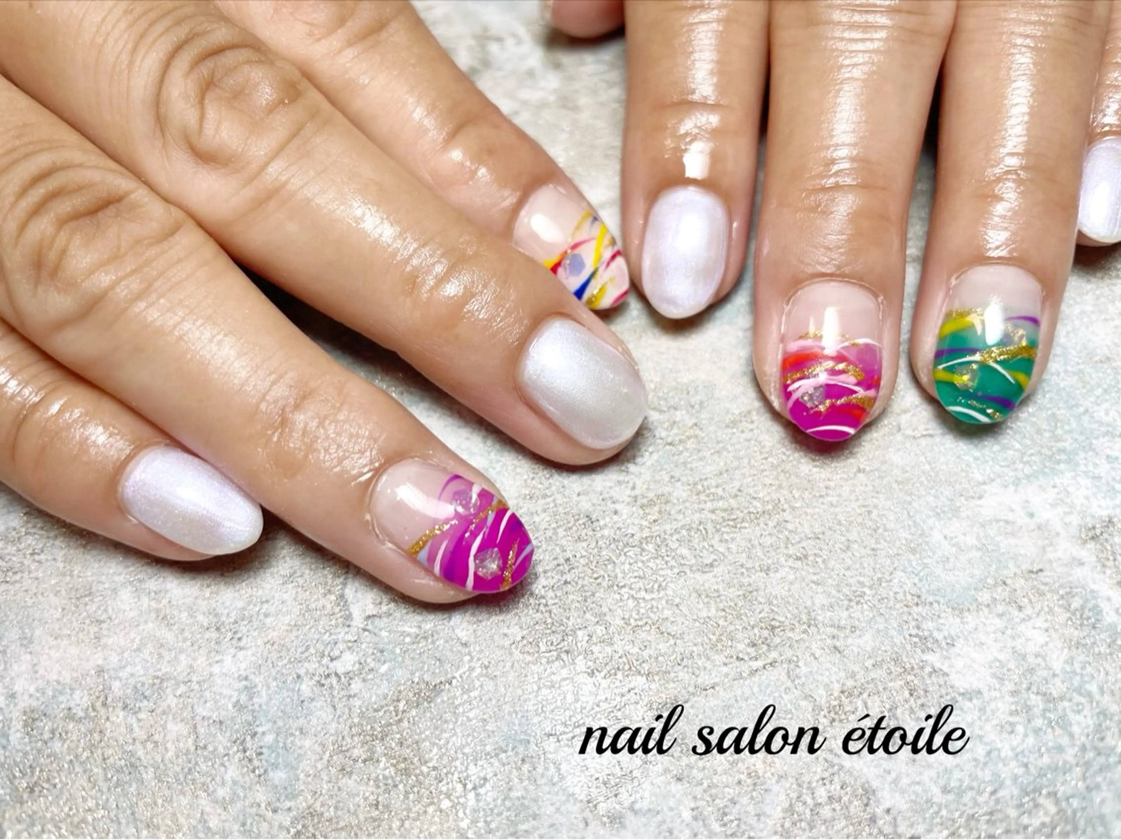 ネイル アートネイル 夏ネイル ヨーヨーネイル ハンドネイル nail salon étoileのネイルデザイン