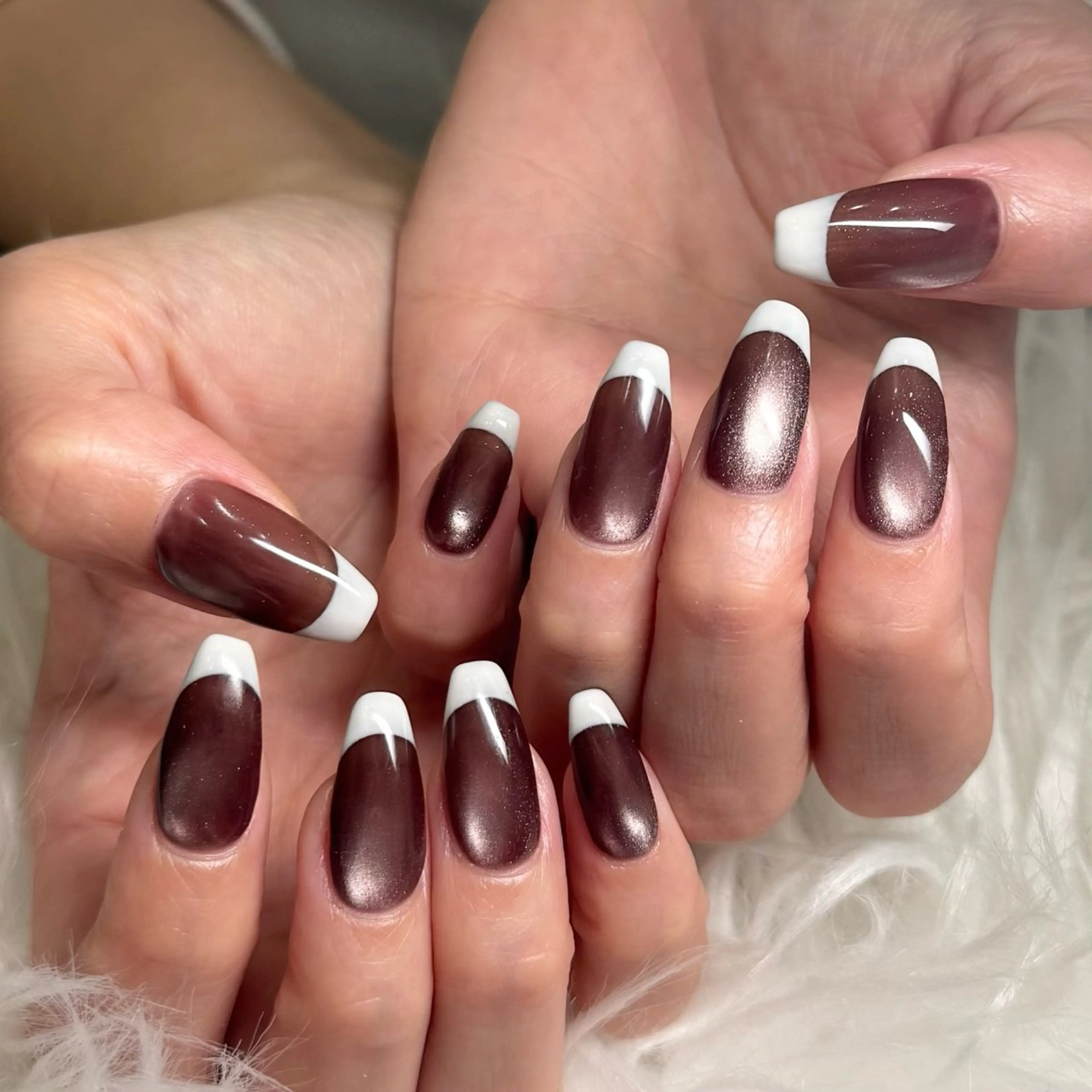 ネイル フレンチネイル マグネットネイル 藤本 楓のネイルデザイン