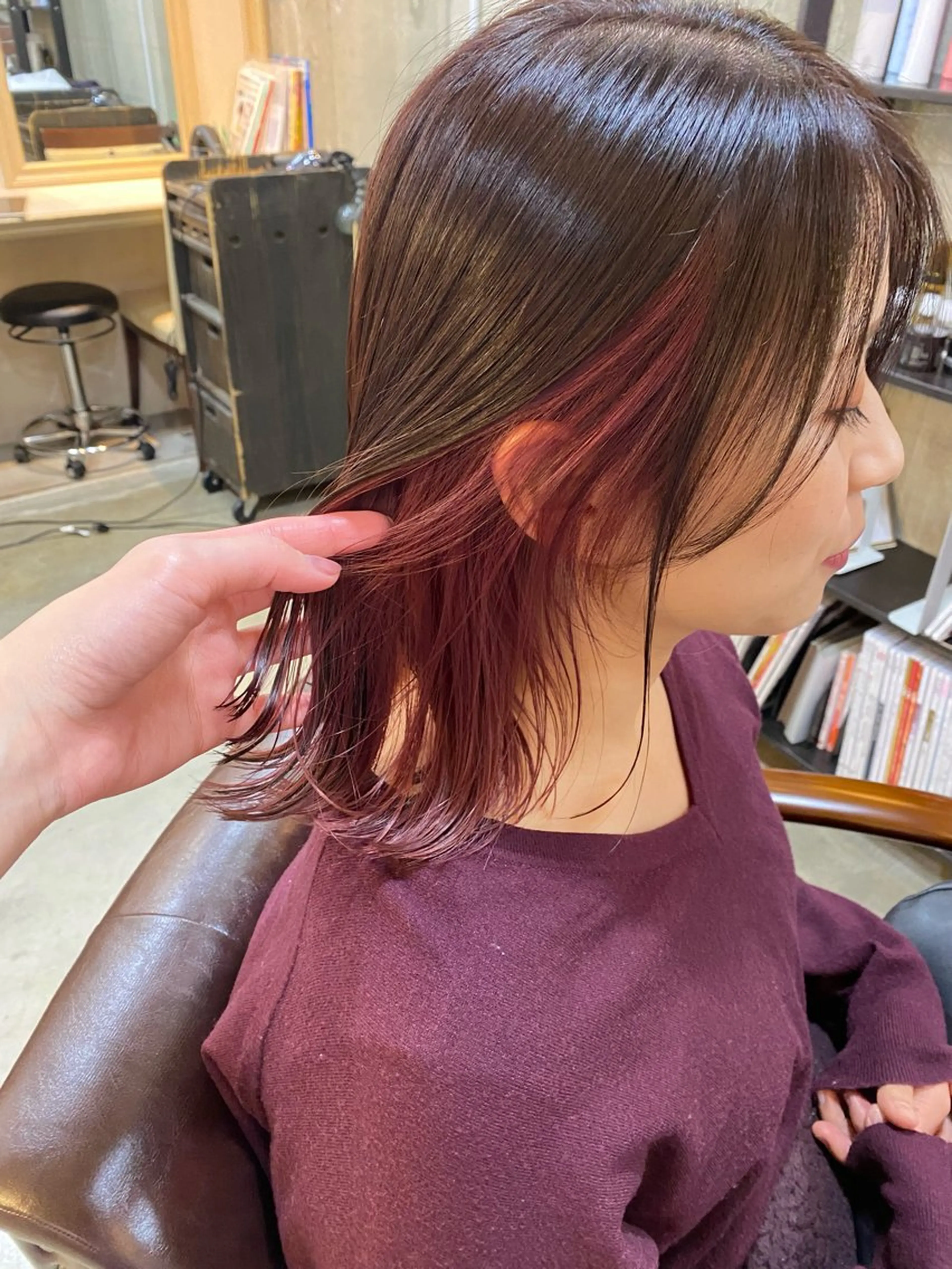 ミディアム カラー ピンクカラー カット ヘアカラー tocolaso 柏所属・レイヤーカット/ 根本瑠実のヘアスタイル