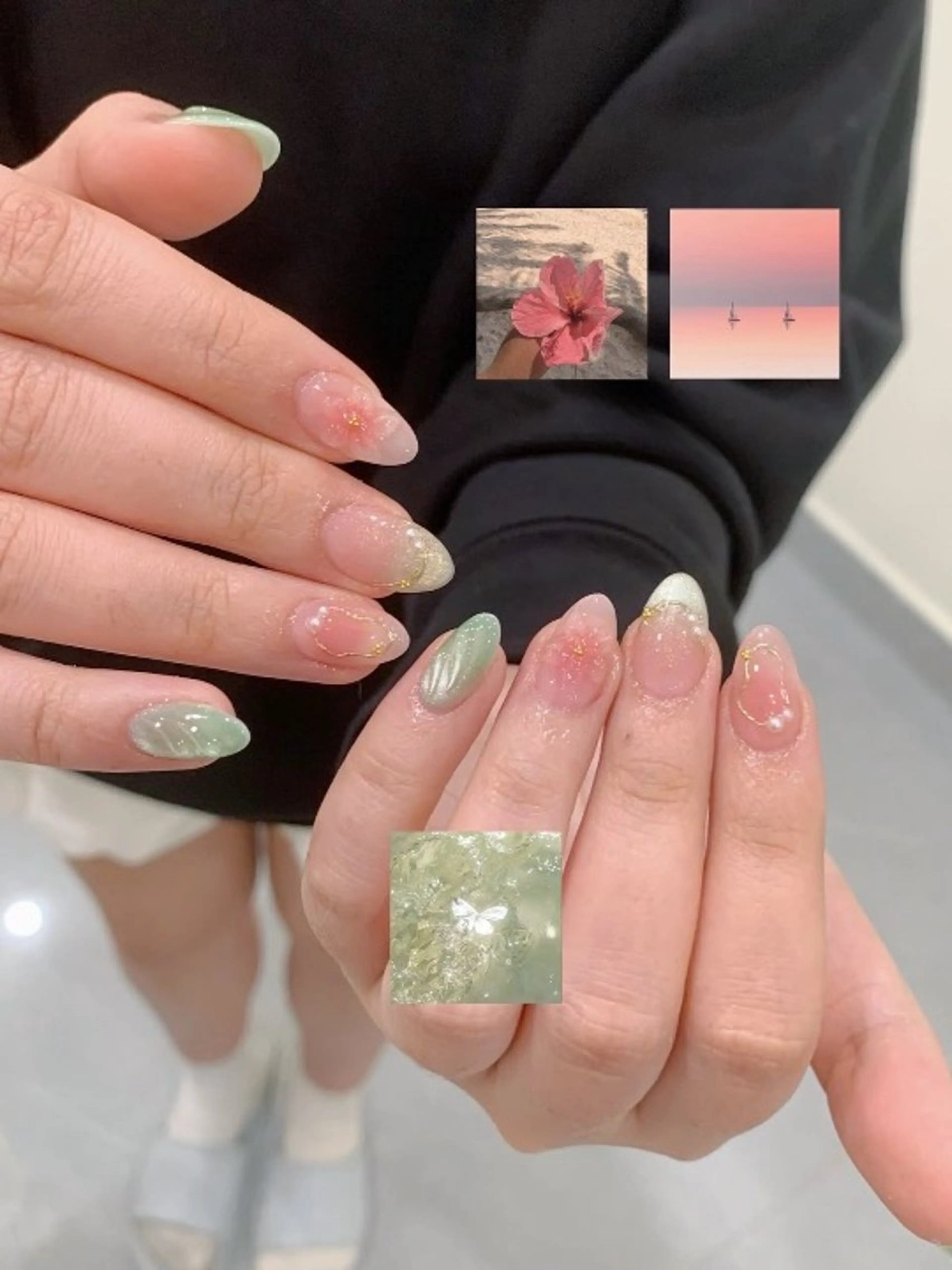 カラー グラデーションカラー ピンクカラー ハンドネイル AIN Nailのネイルデザイン