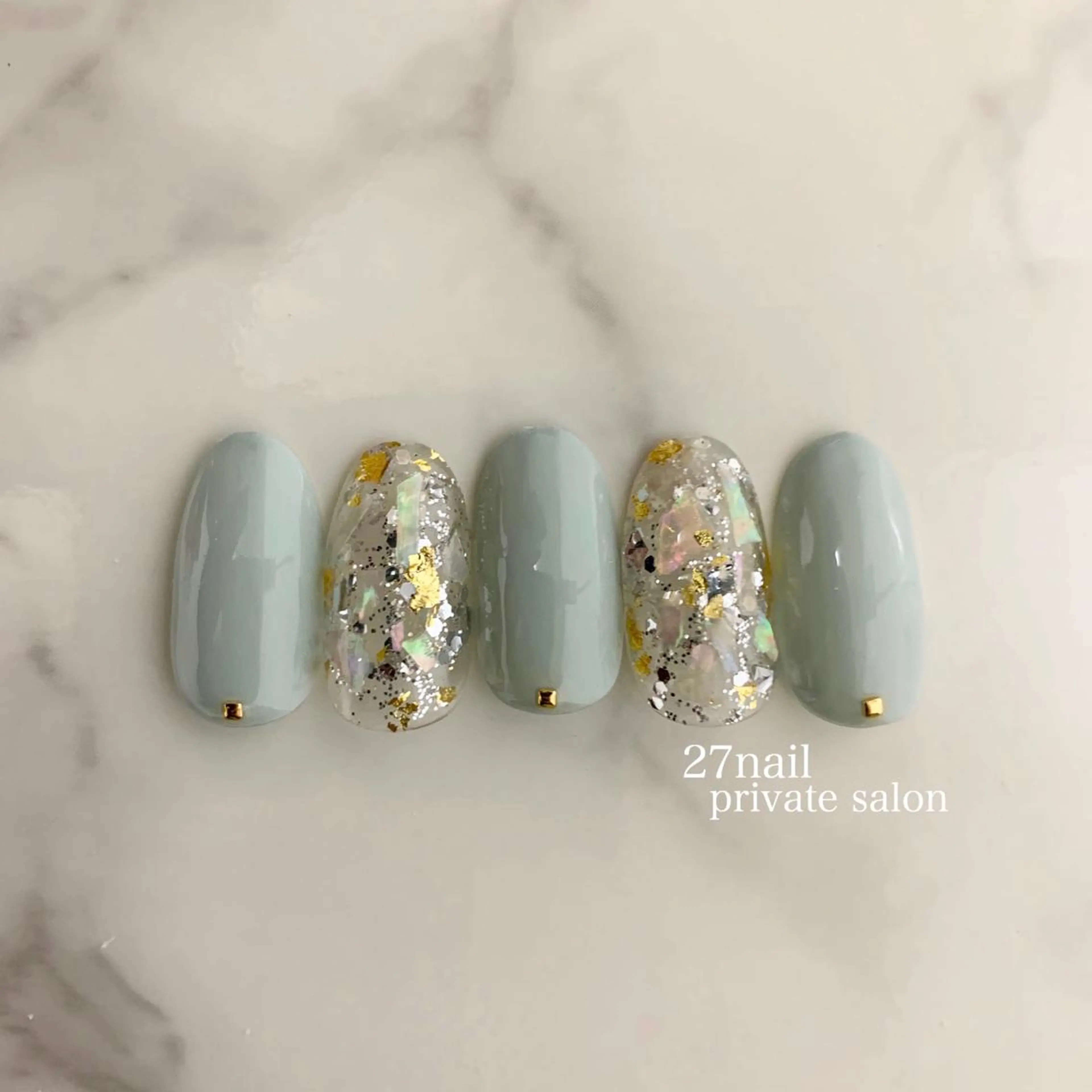 ネイル ブルー 春ネイル 27salon yuinaのネイルデザイン