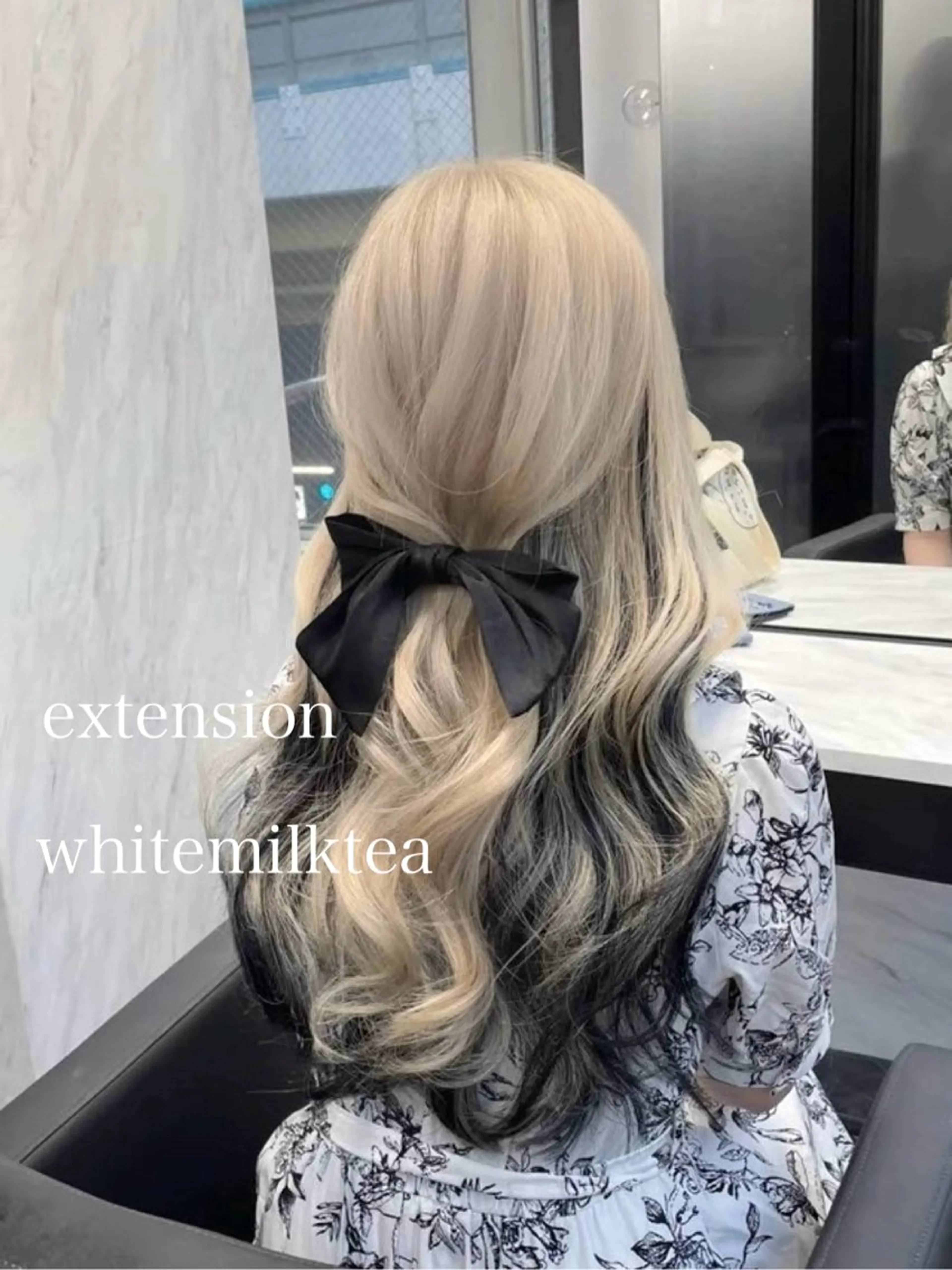 ロング カラー エクステ エクステ🩵ブリーチ 韓国ヘア🩵KAEのヘアスタイル