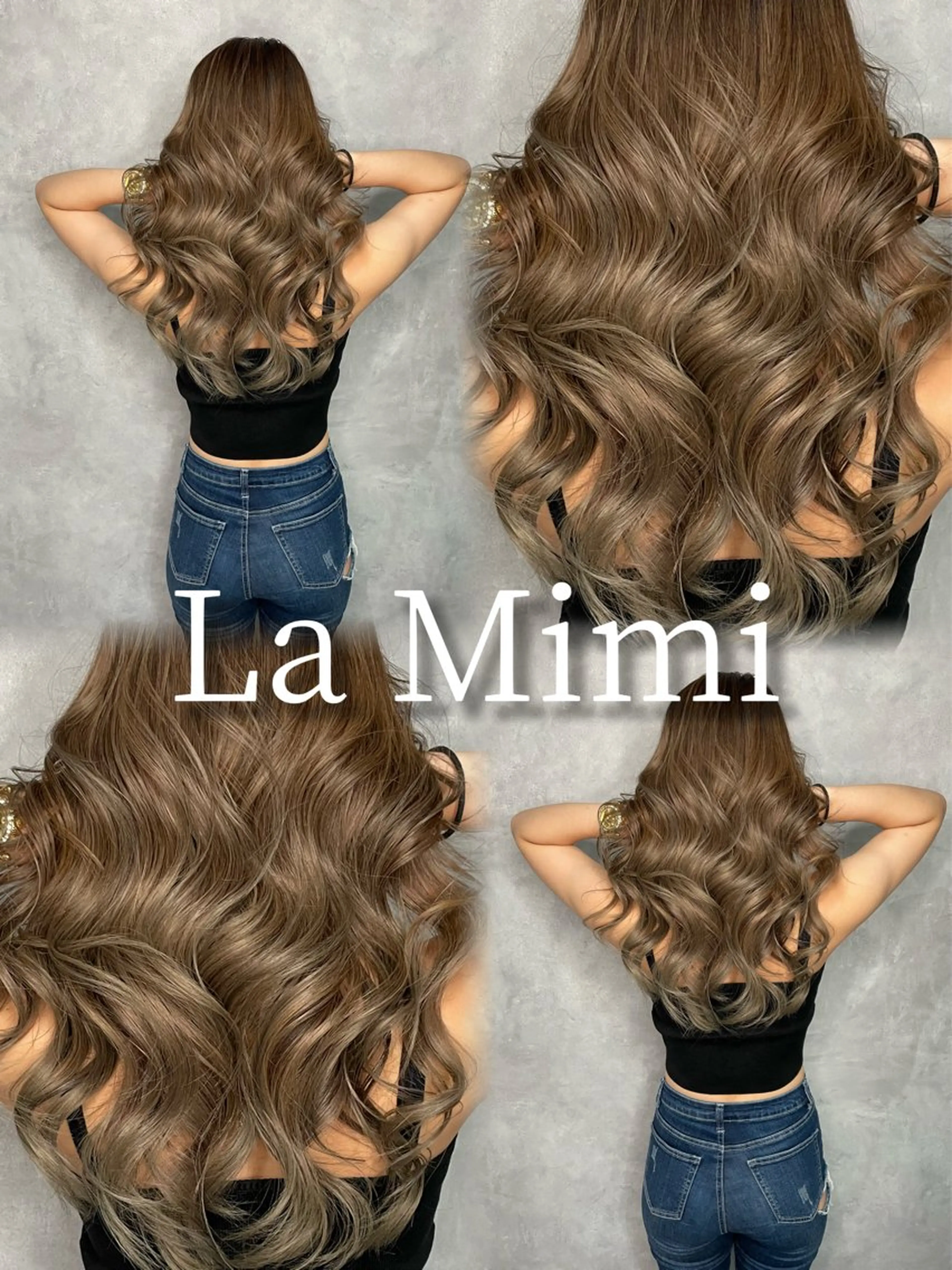 ロング カラー バレイヤージュ ミストバング ブリーチ 透明感カラー ダブルカラー La Mimiのヘアスタイル