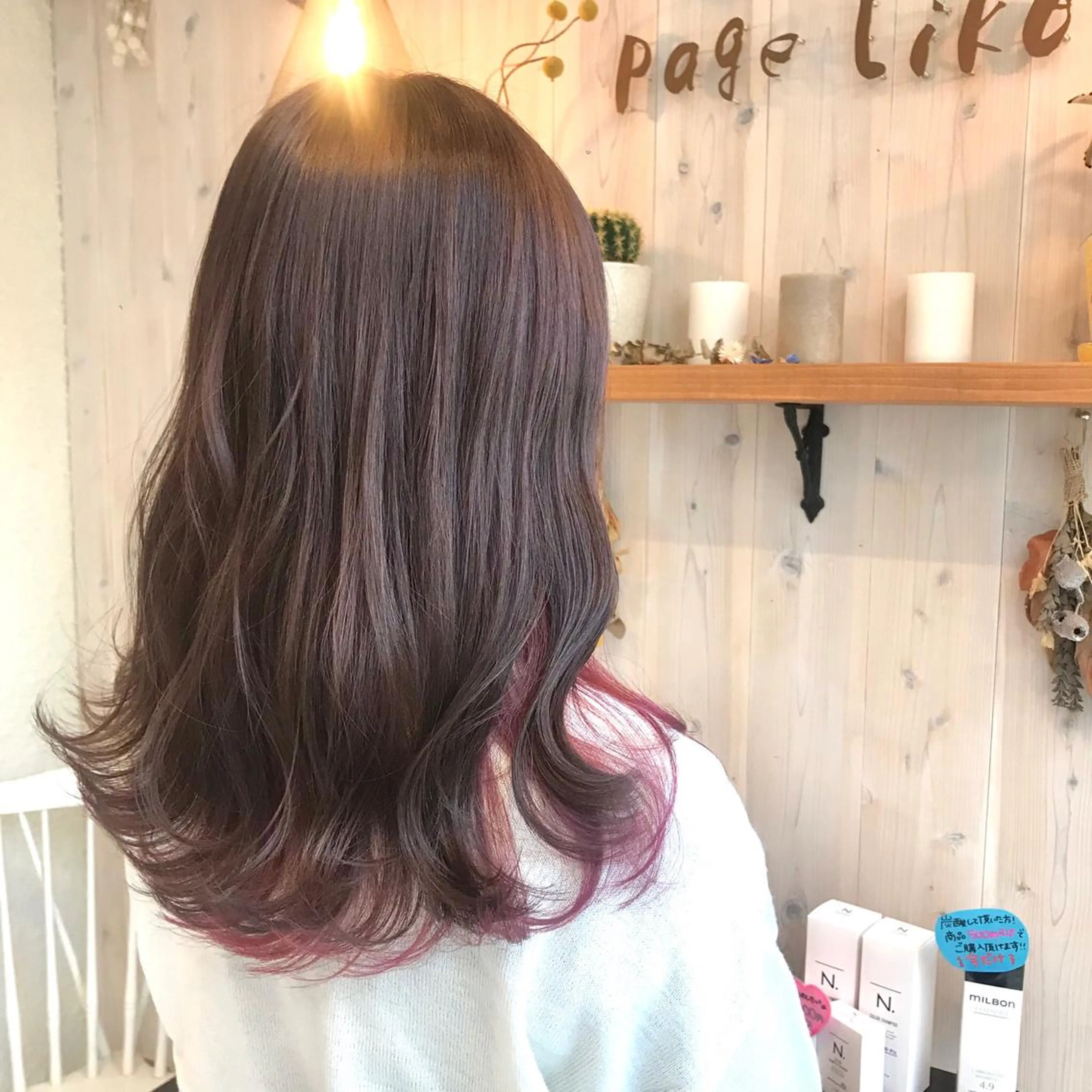 セミロング カラー インナーカラー ピンクカラー 透明感カラー/ 寺田千雅子のヘアスタイル
