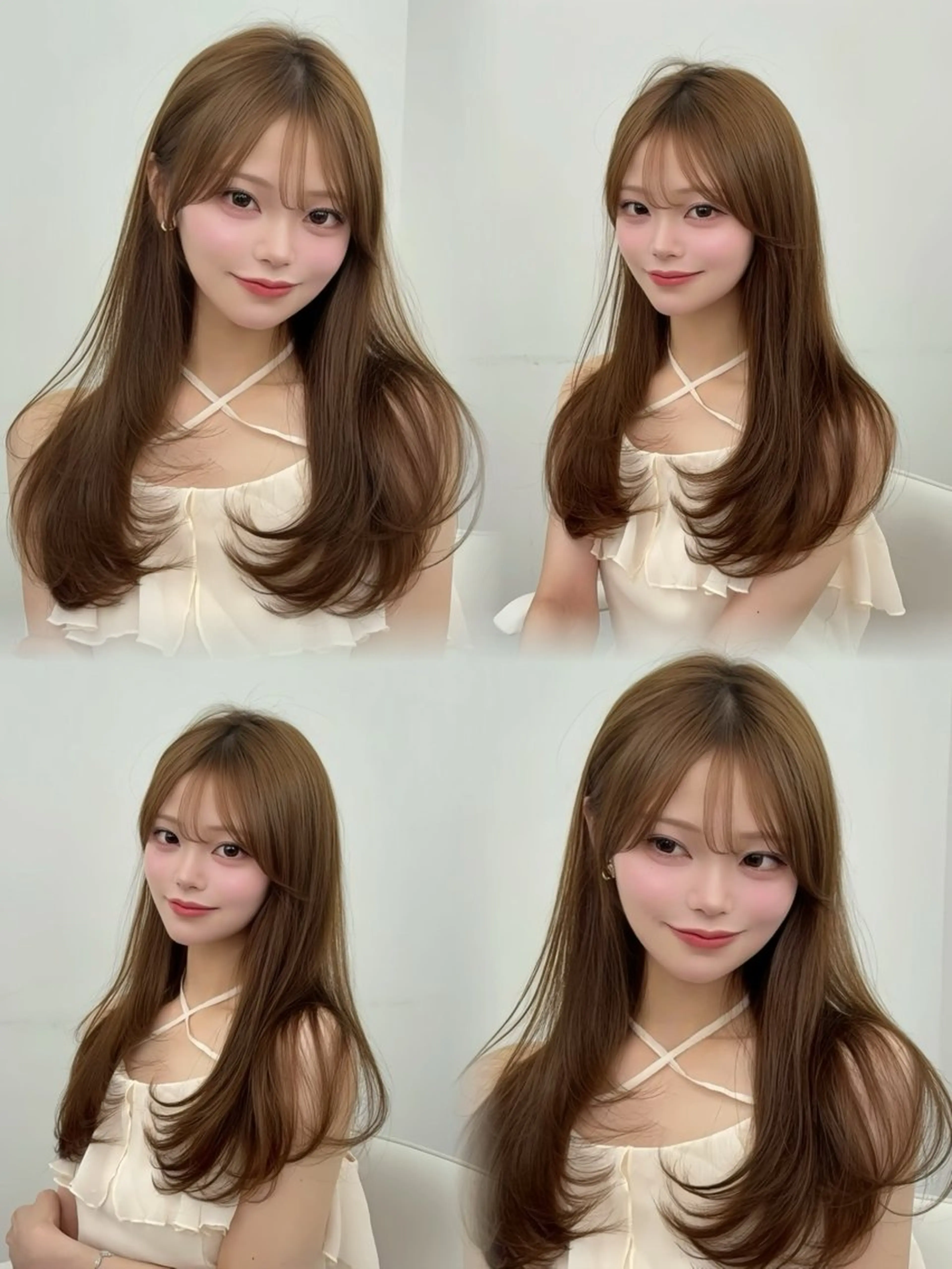 ロング カラー 小顔カット カット ヘアカラー トリートメント 韓国ヘア/レイヤー/ 顔まわり足立遥奈のヘアスタイル