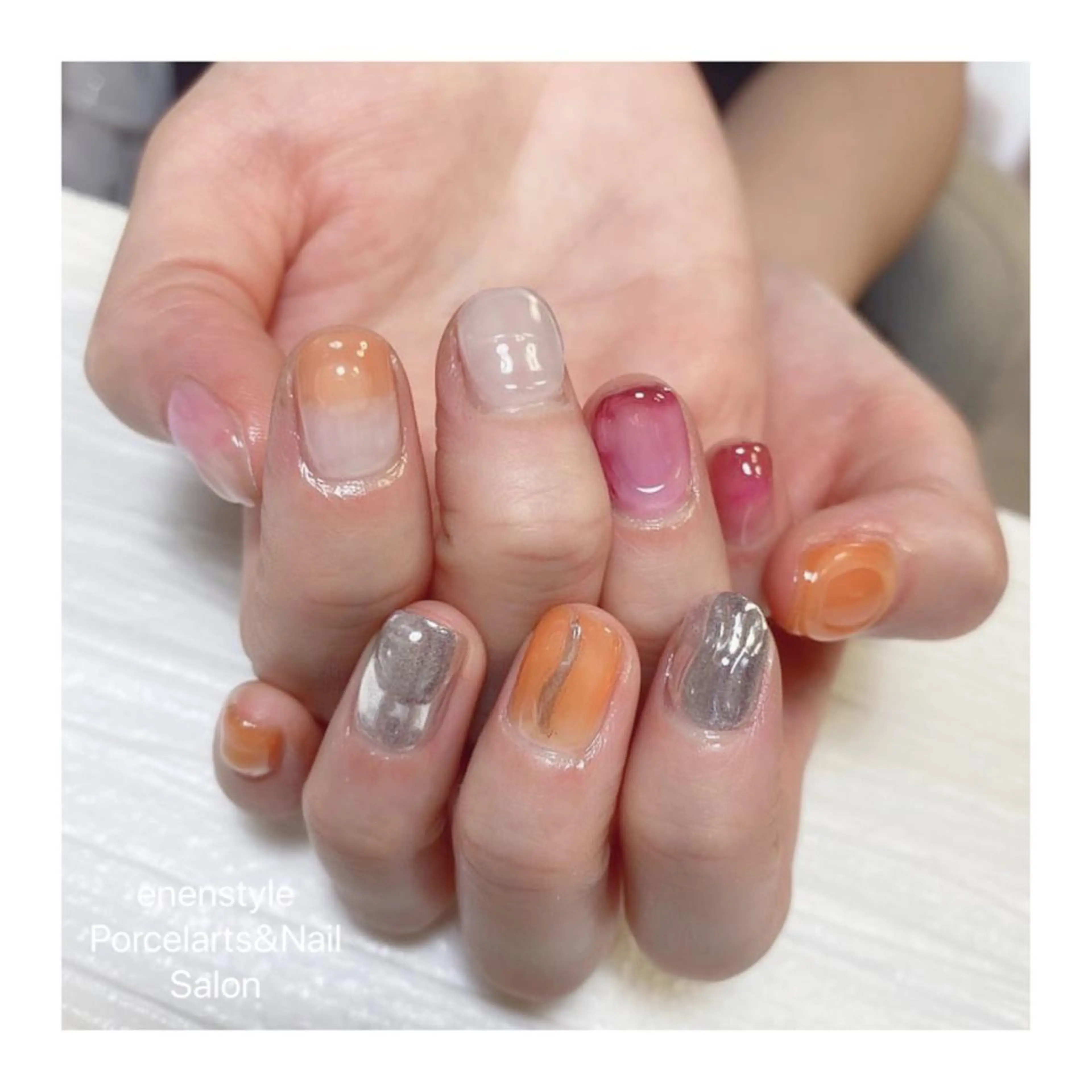 ショート ネイル ハンドネイル 👑enen style👑のネイルデザイン