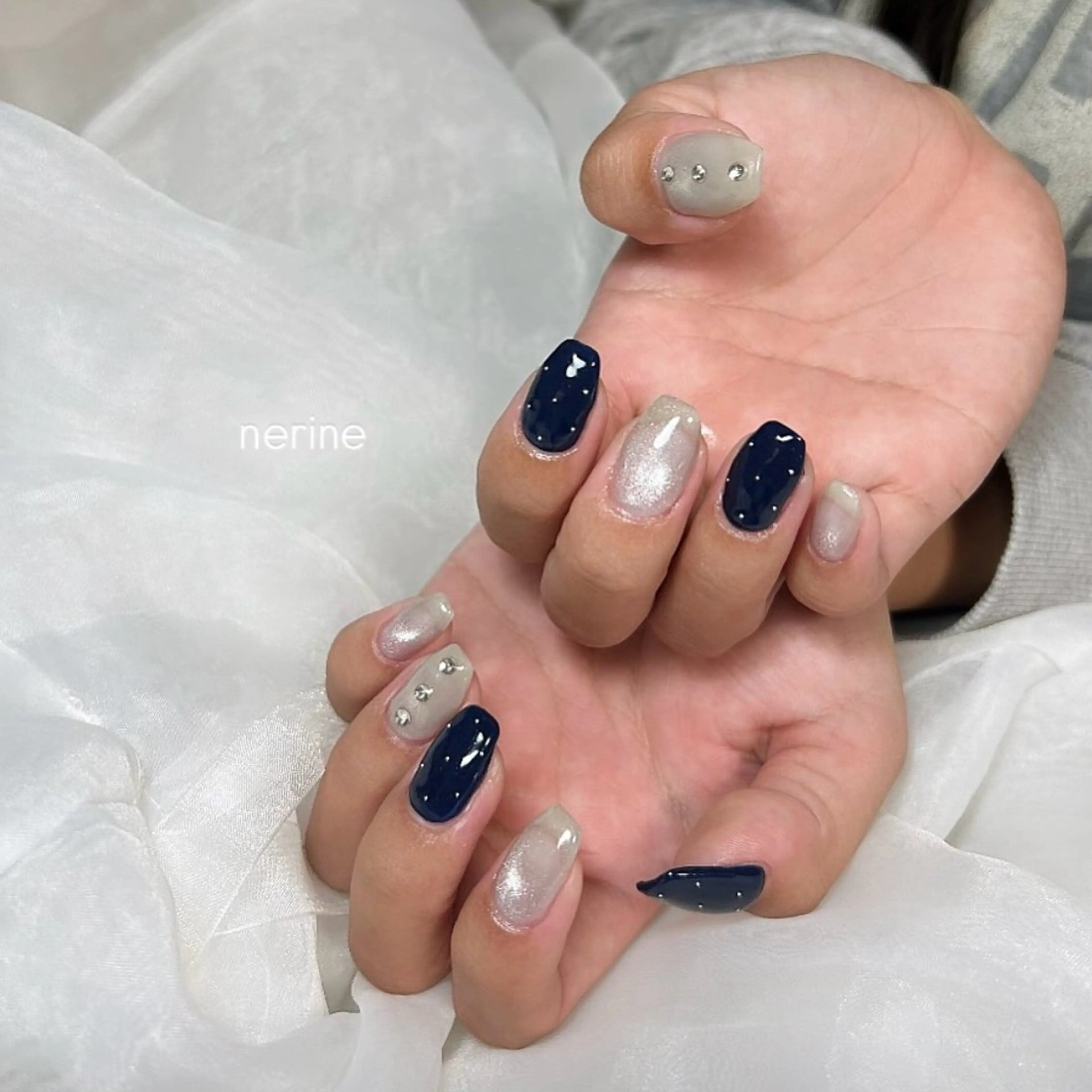 ネイル ネイビー ハンドネイル nail salon nerineのネイルデザイン