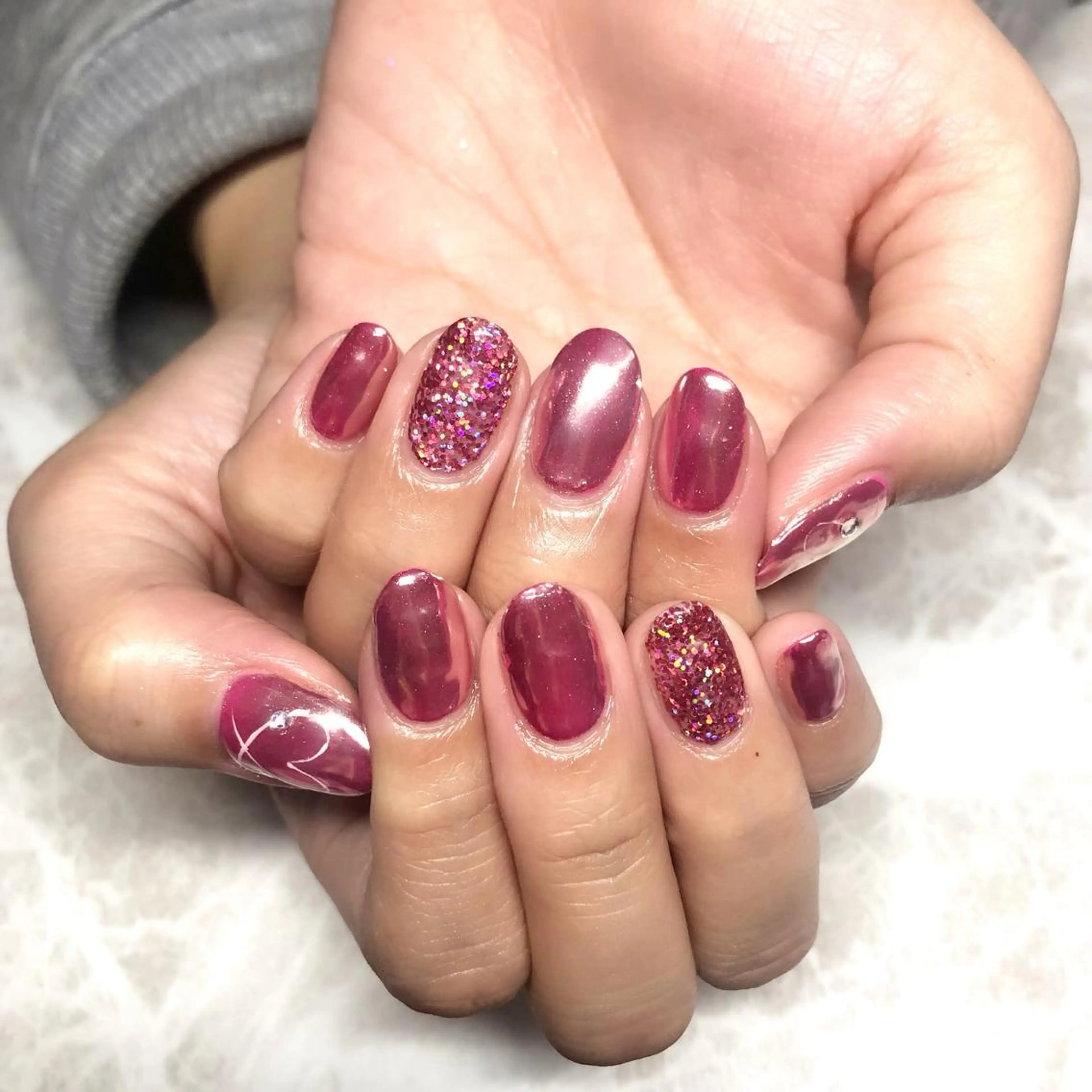 ネイル ミラーネイル ピンク luana nailのネイルデザイン