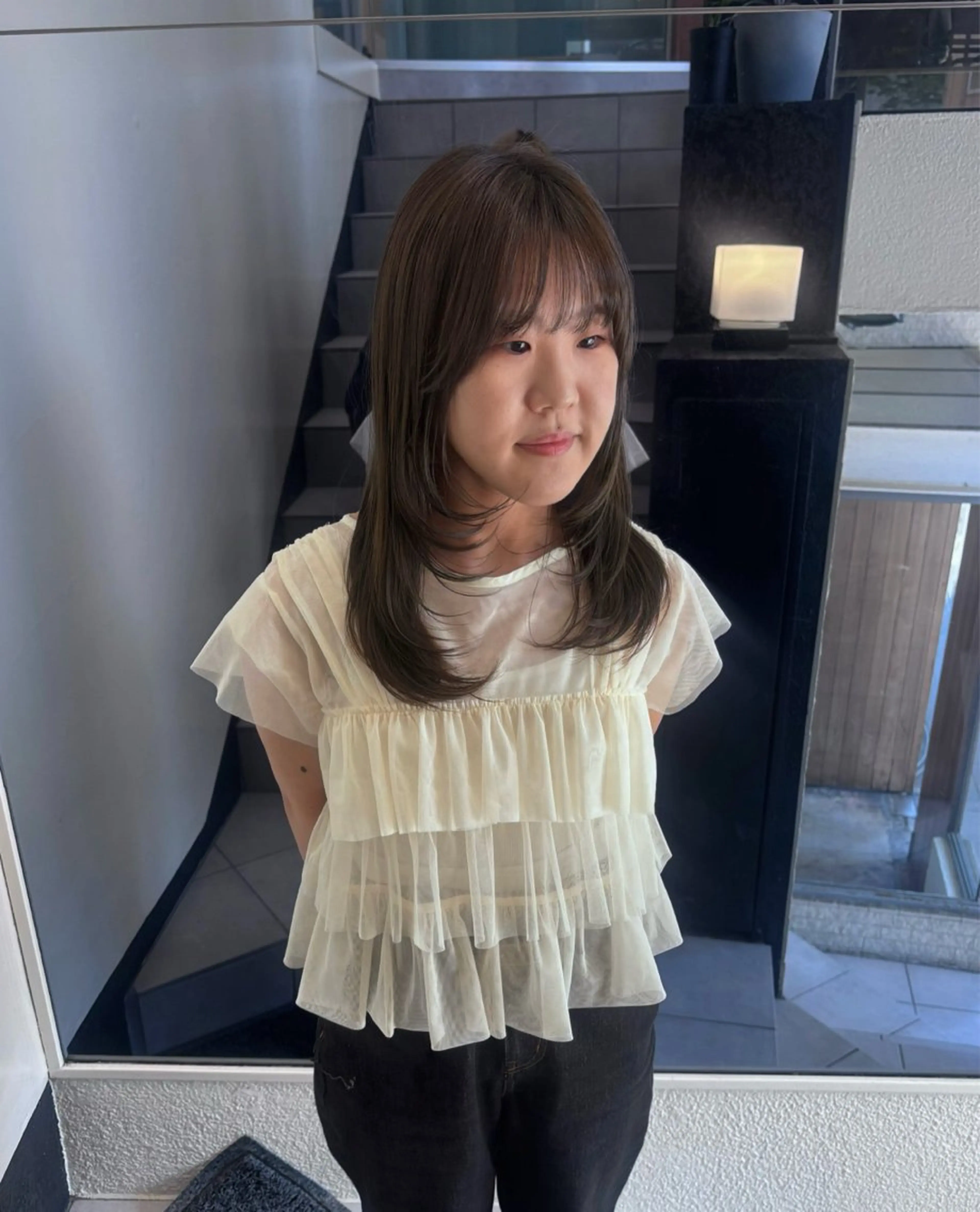 ミディアム カット ヘアカラー 竹田 佳奈のヘアスタイル