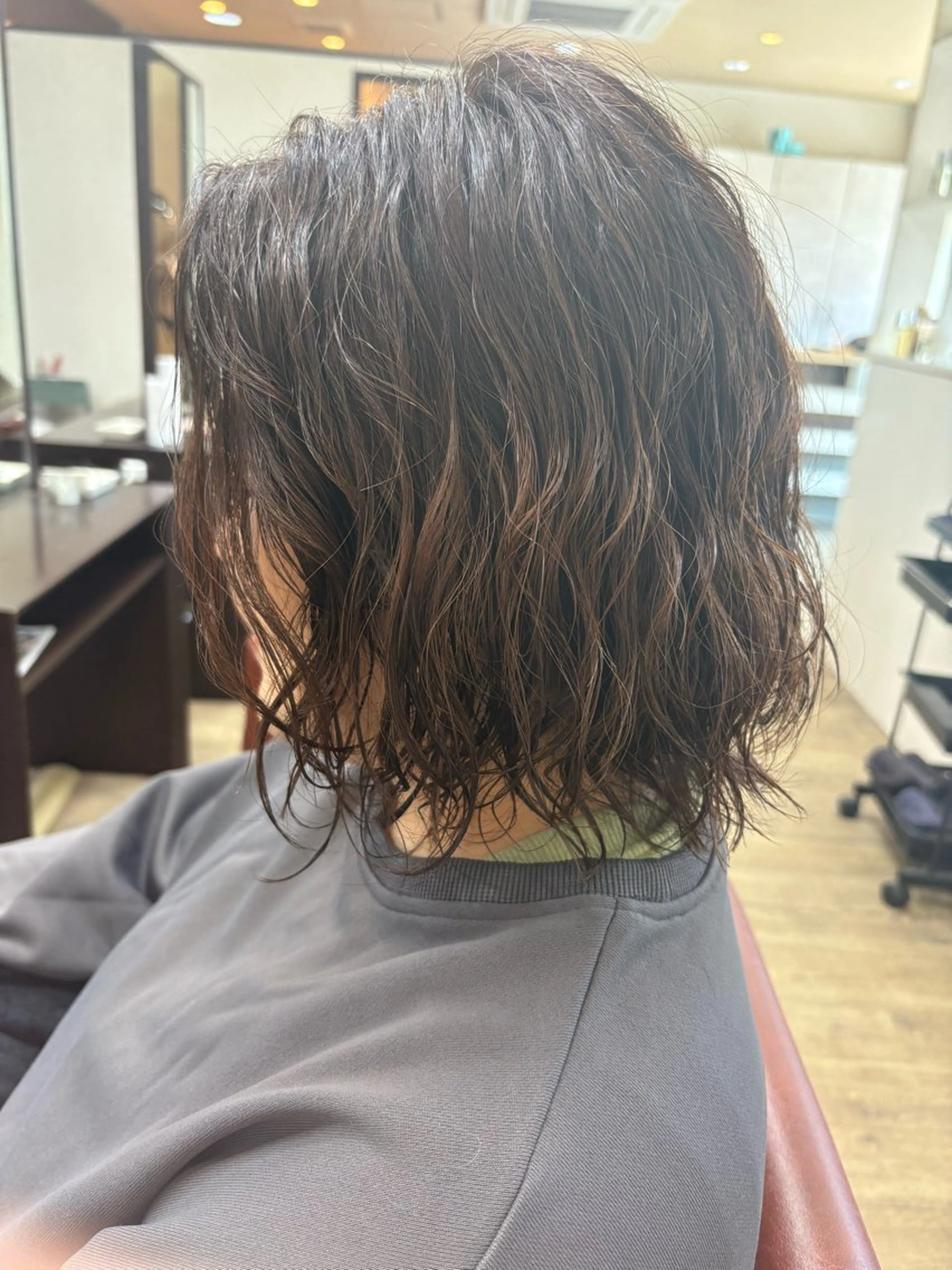 ミディアム カラー パーマ カット パーマ 中野 一哉のヘアスタイル
