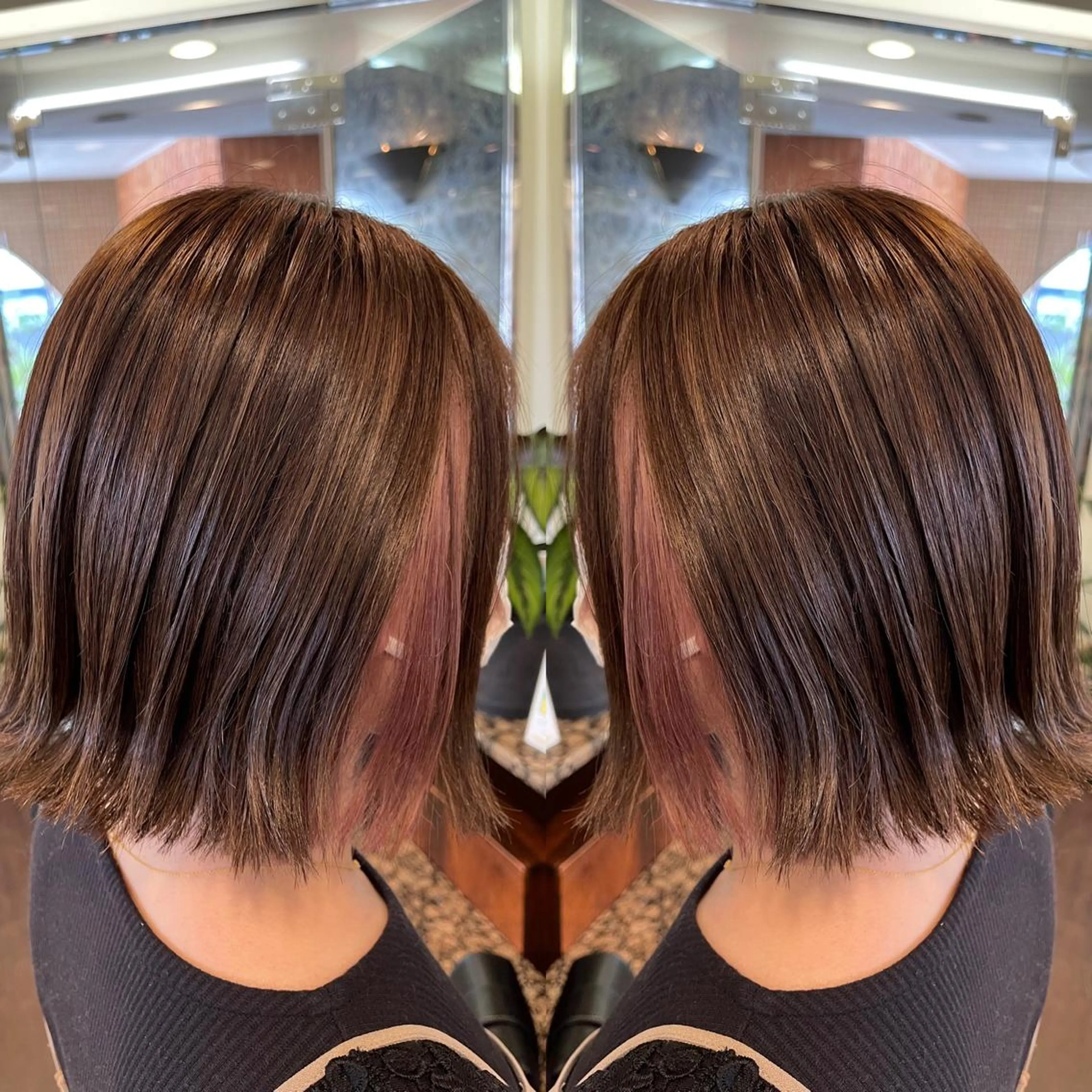 ショート カラー アッシュ ベージュカラー ブラウンカラー ピンクカラー 堀江/レイヤーカット 𝒀𝑼𝑻𝑶のヘアスタイル