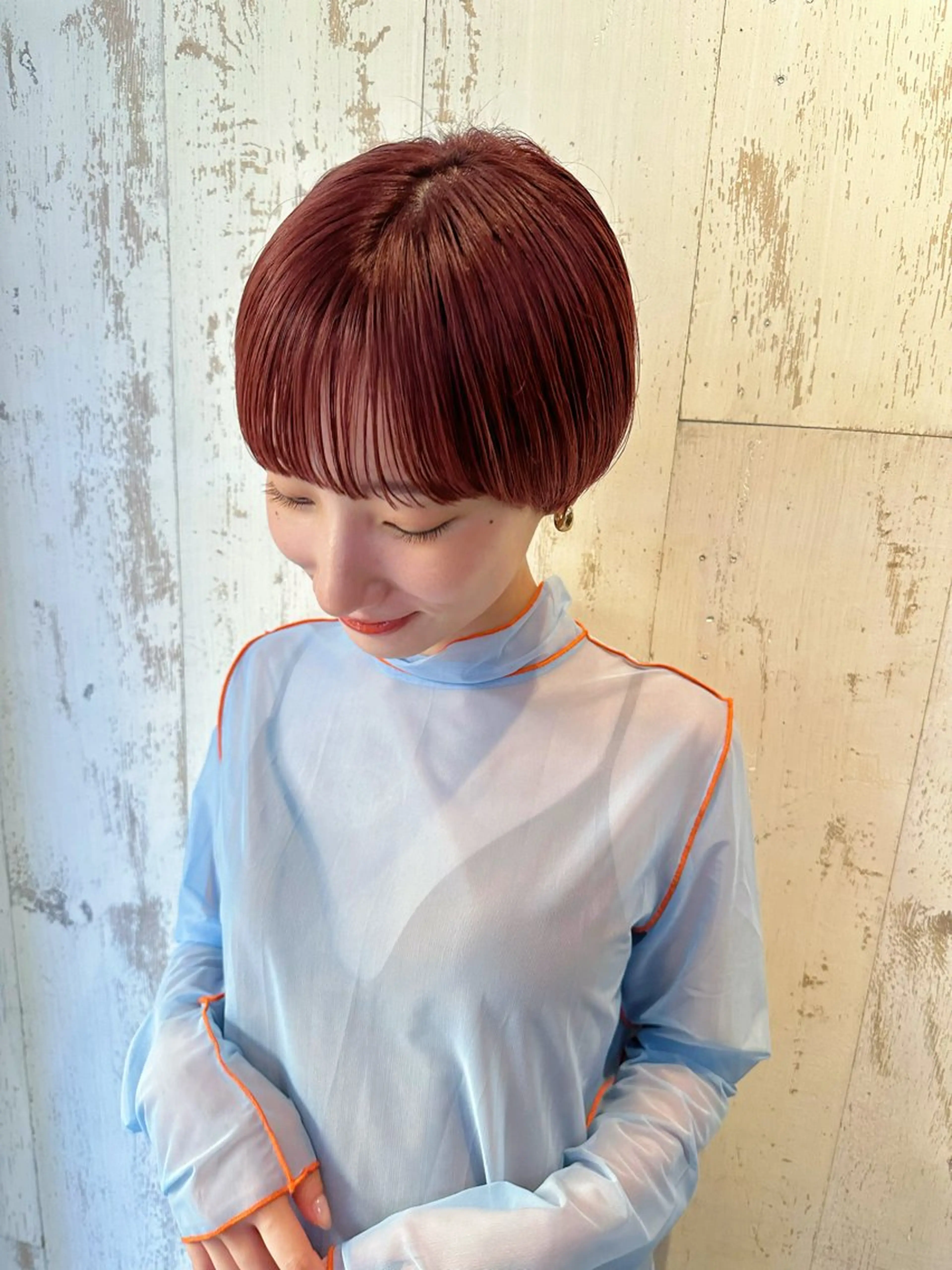 ショート カラー レッドカラー ❤️アヤカ Wカラー ボブ レイヤー❤️のヘアスタイル