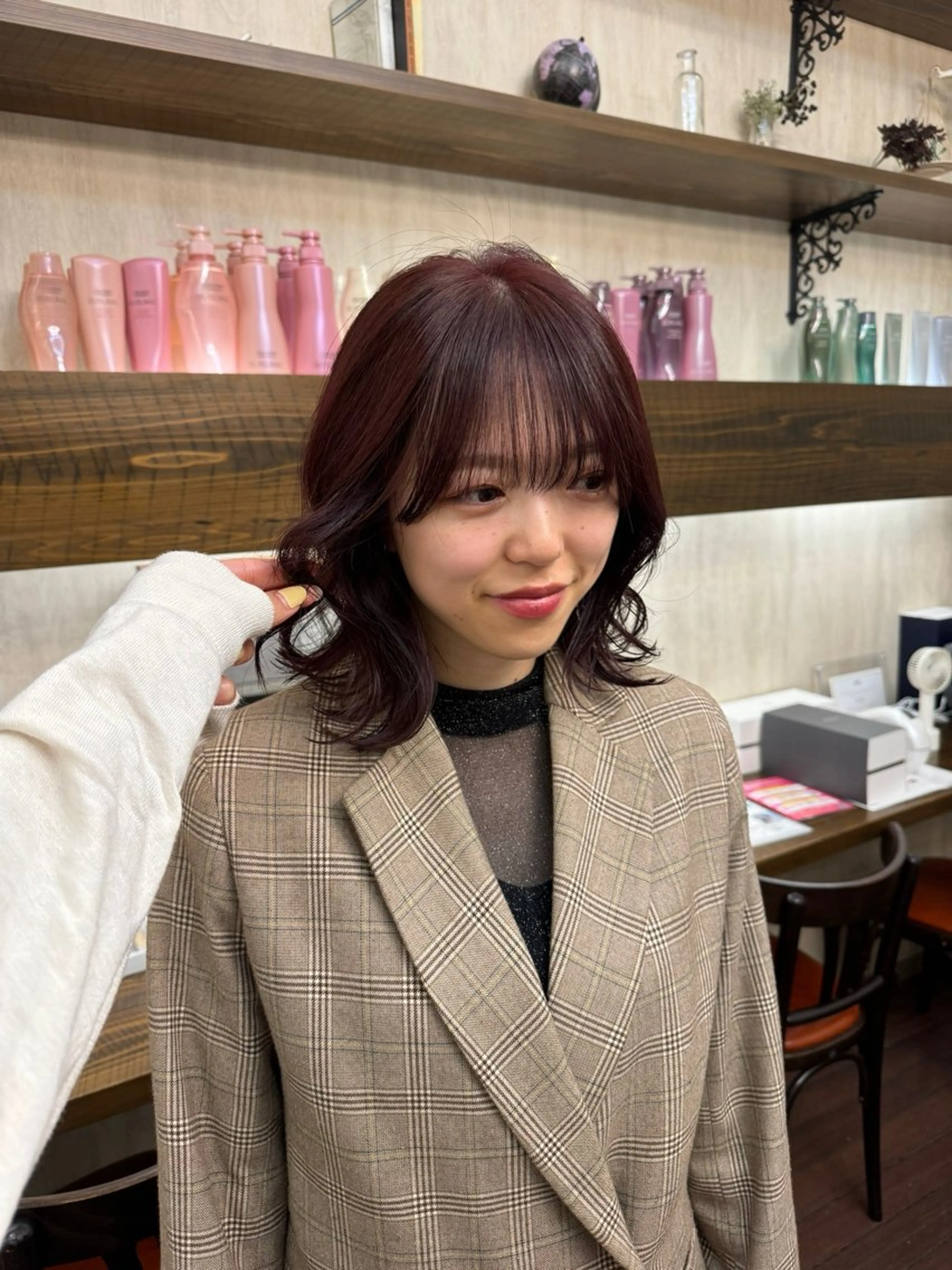 ミディアム カラー ブラウンカラー ピンクカラー ピンクブラウン 能隅あいかFLEAR 口コミ⭐️5.0⭐️のヘアスタイル