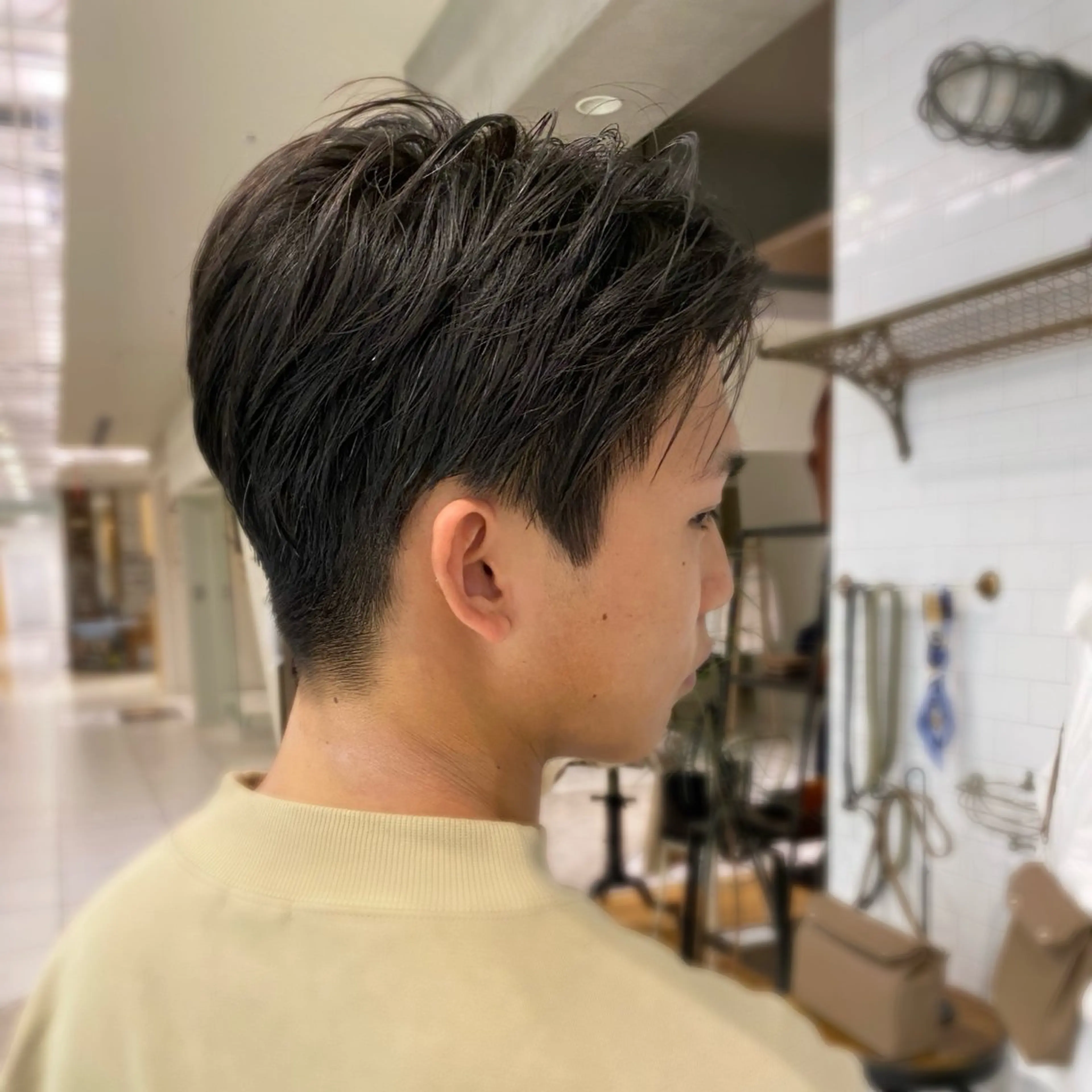 メンズ カット 透明感💗 ベージュ系　松田彩音のヘアスタイル