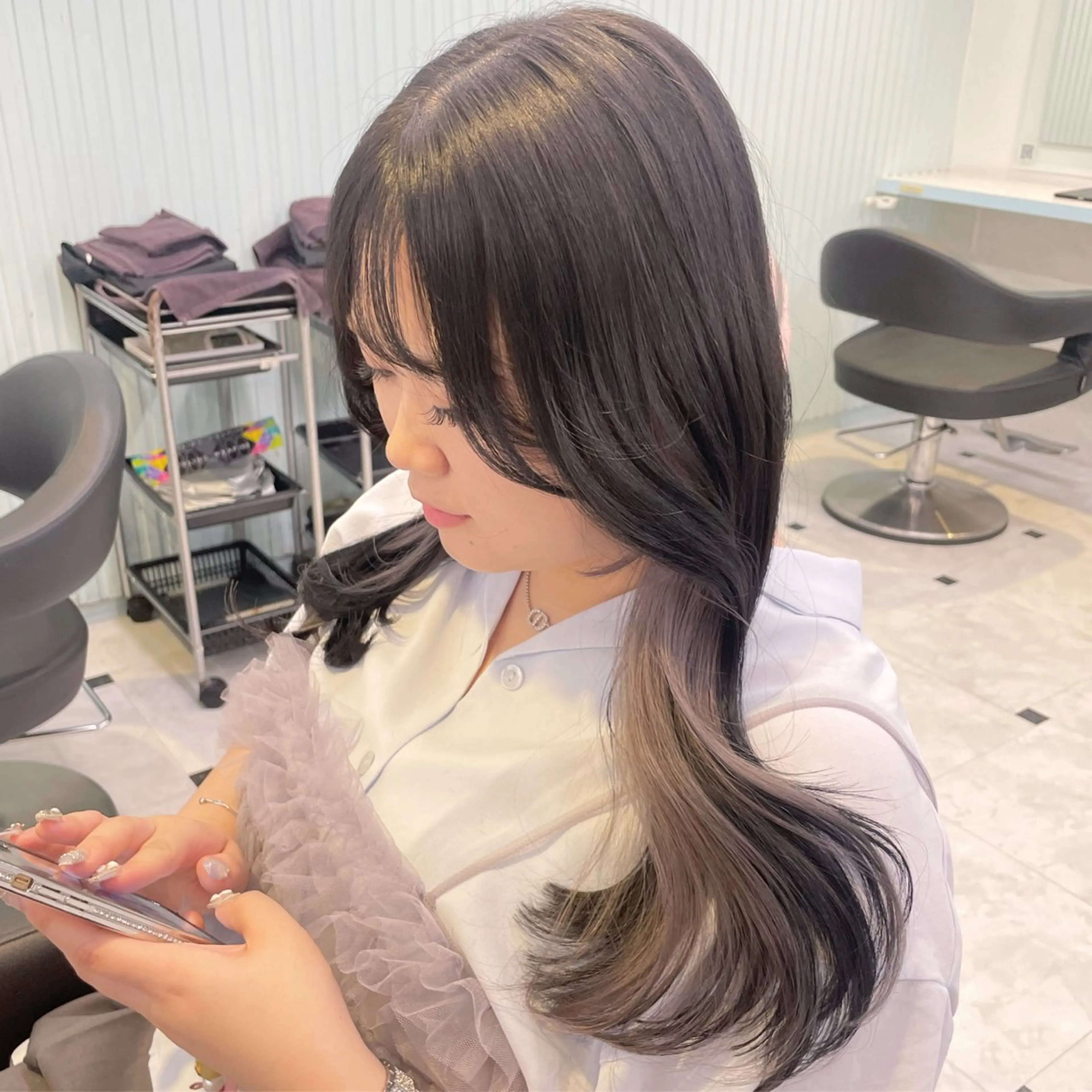 セミロング カラー 【美髪矯正/絹髪】 🎀hinano🎀のヘアスタイル