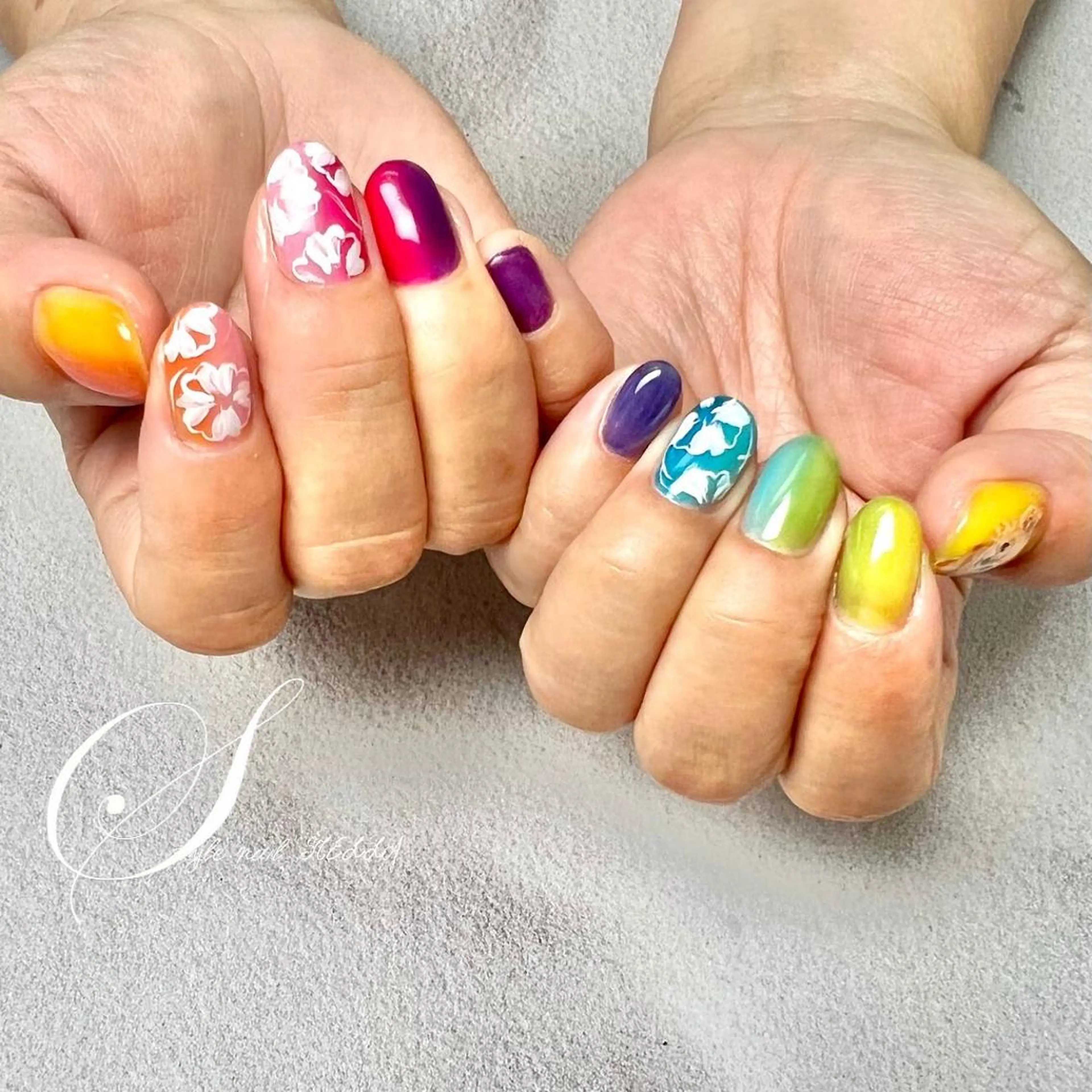 ネイル アートネイル フラワーネイル ジェルネイル 持ち込み ハンドネイル ステラ marikominoのネイルデザイン