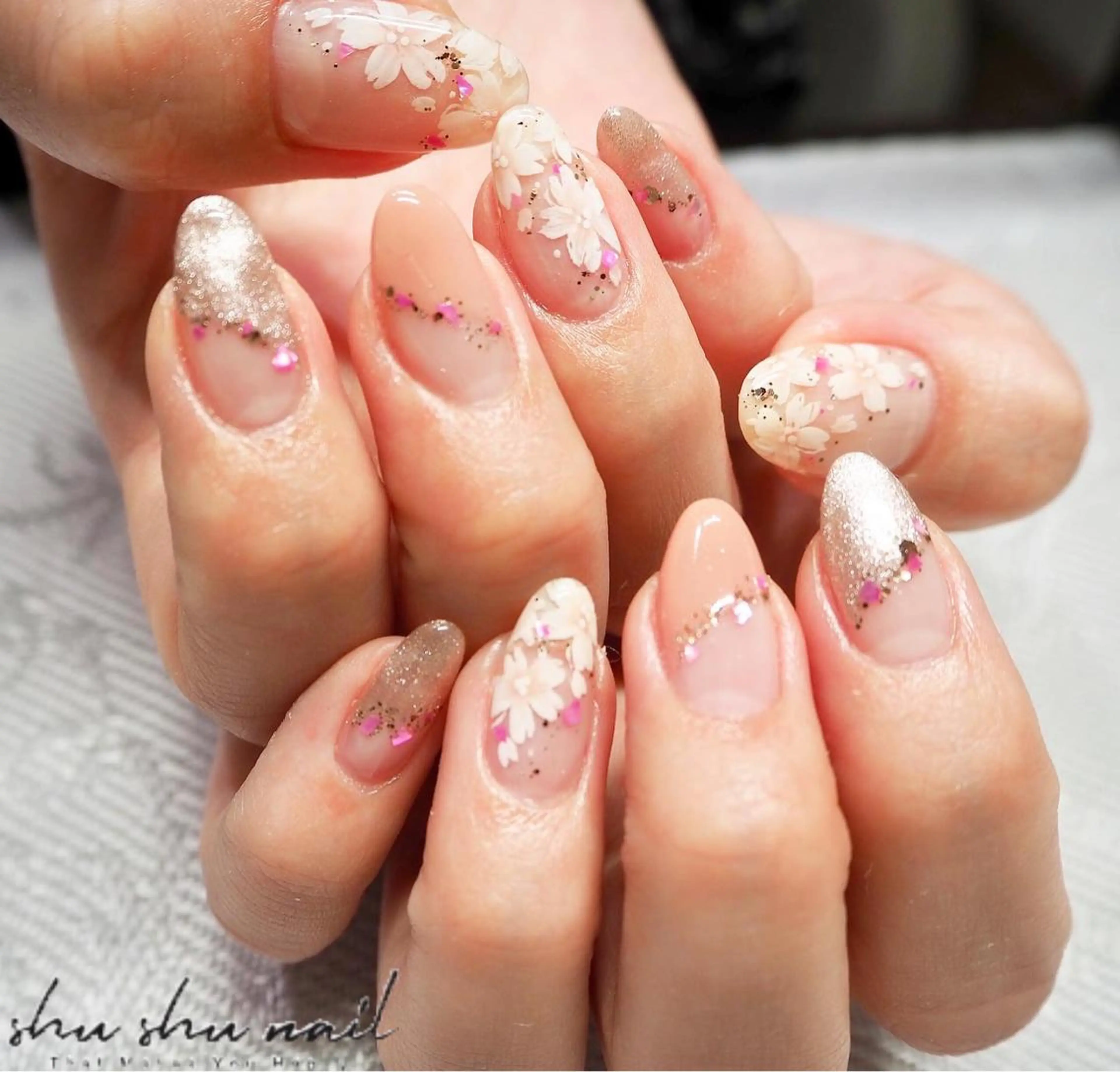 ネイル 桜ネイル shushunail所属・和田 周子のネイルデザイン