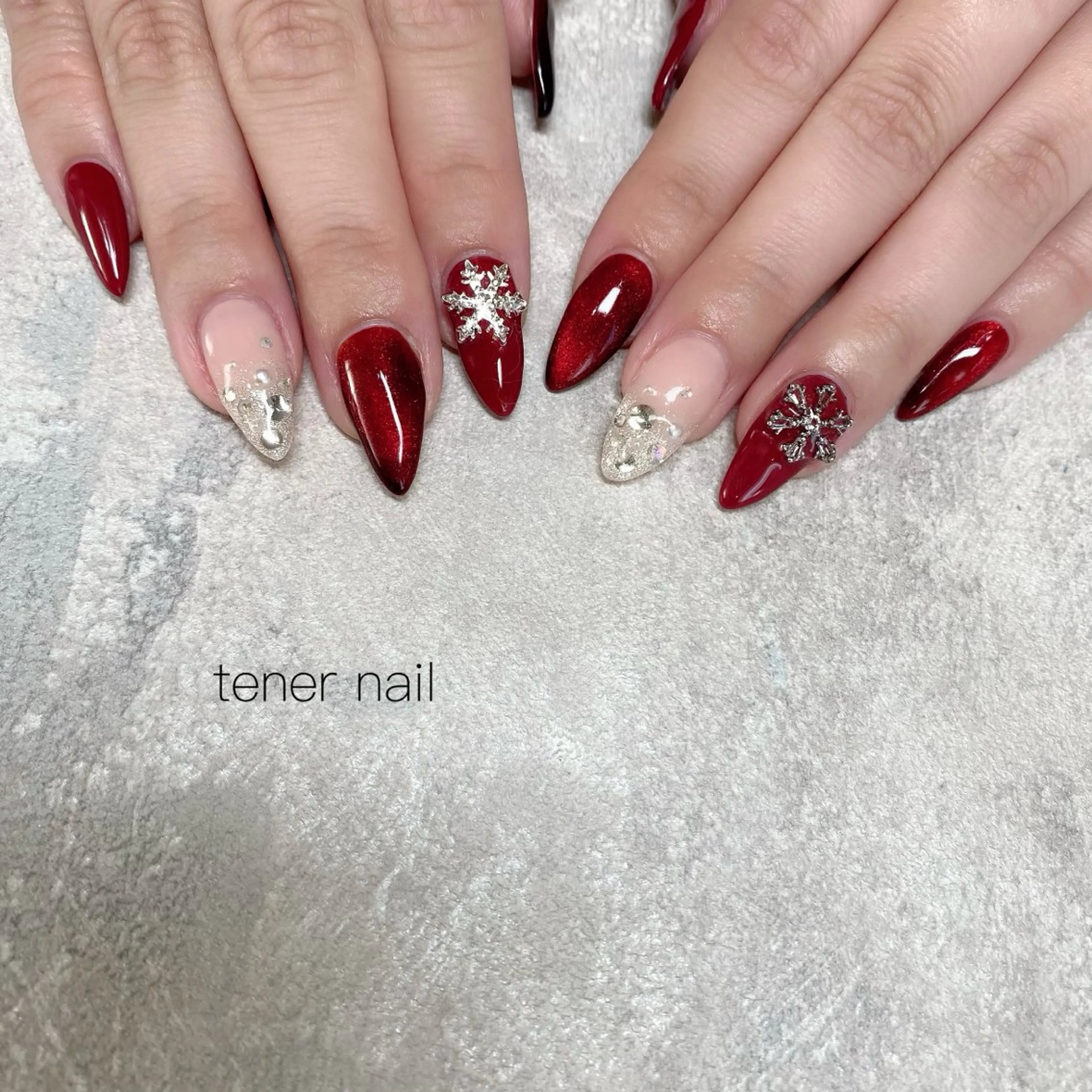 ネイル ボルドー マグネットネイル ハンドネイル テネルネイル tener nailのネイルデザイン