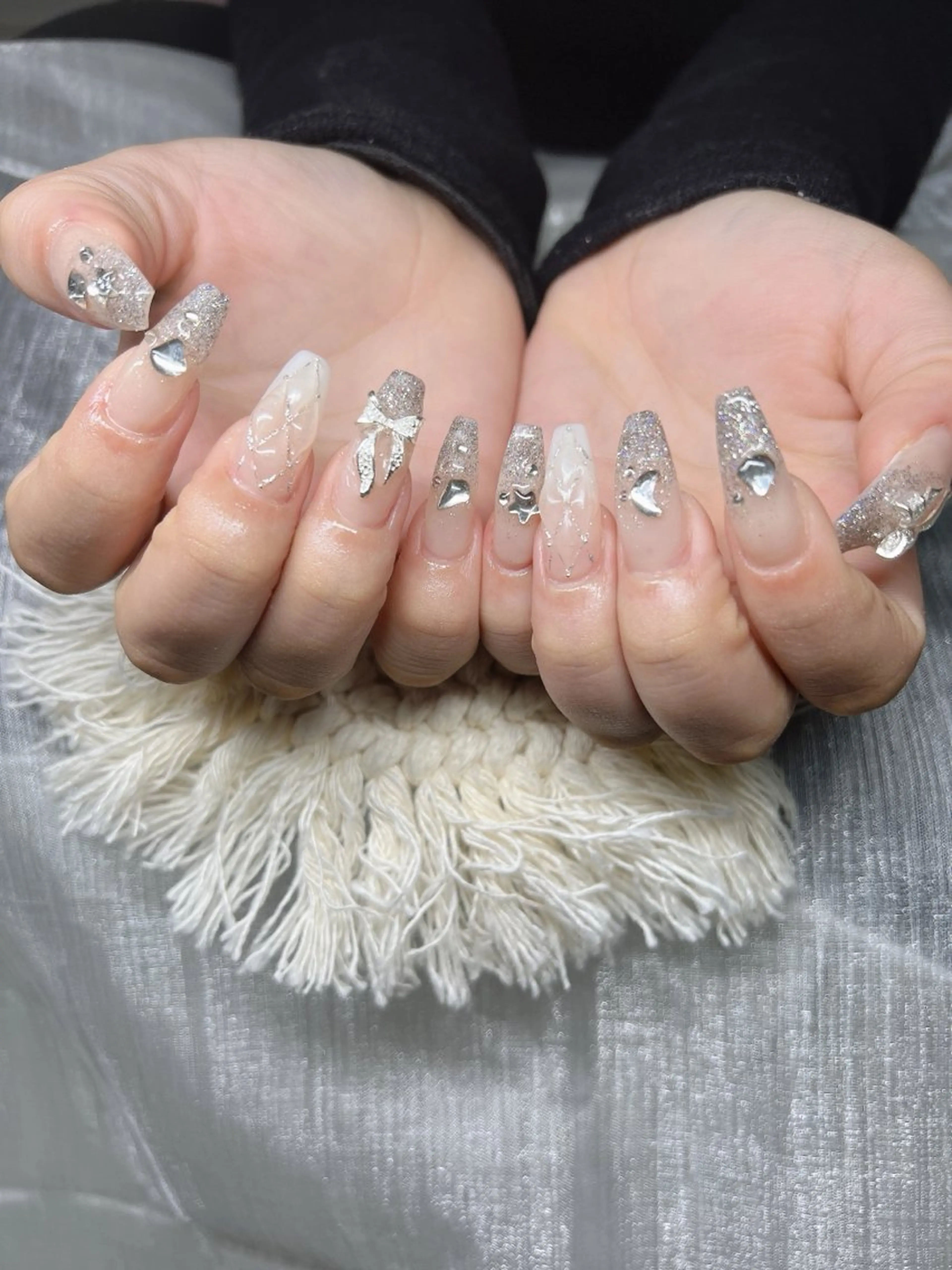 ネイル オーロラネイル チークネイル 長さ出し フットネイル フレンチネイル ハンドネイル Lee Nailsのネイルデザイン