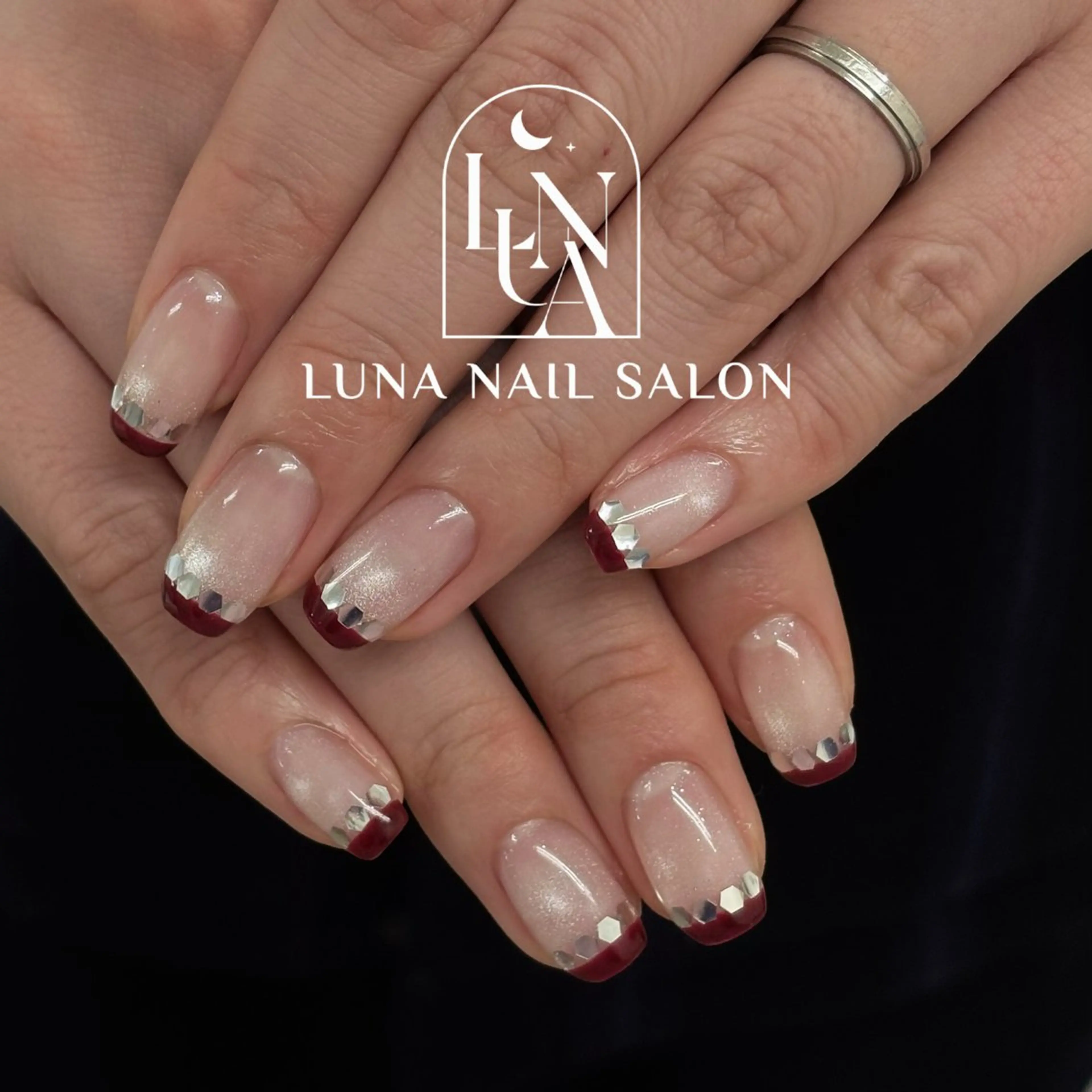 ネイル アートネイル フレンチネイル ジェルネイル ガラスフレンチ 韓国ネイル LUNA Nail salon💕のネイルデザイン