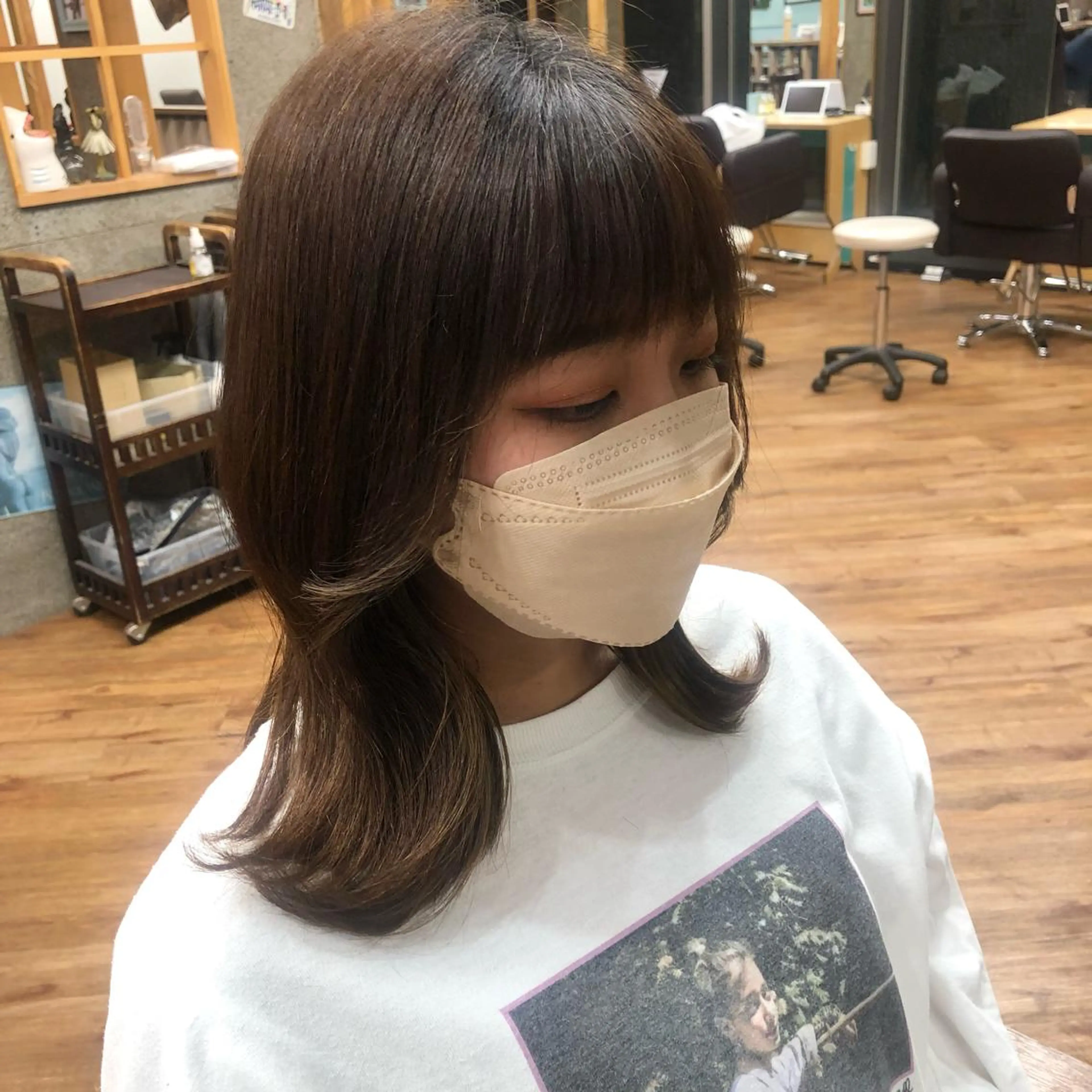 ミディアム エギョモリ 韓国風ヘア 中村 彪我のヘアスタイル