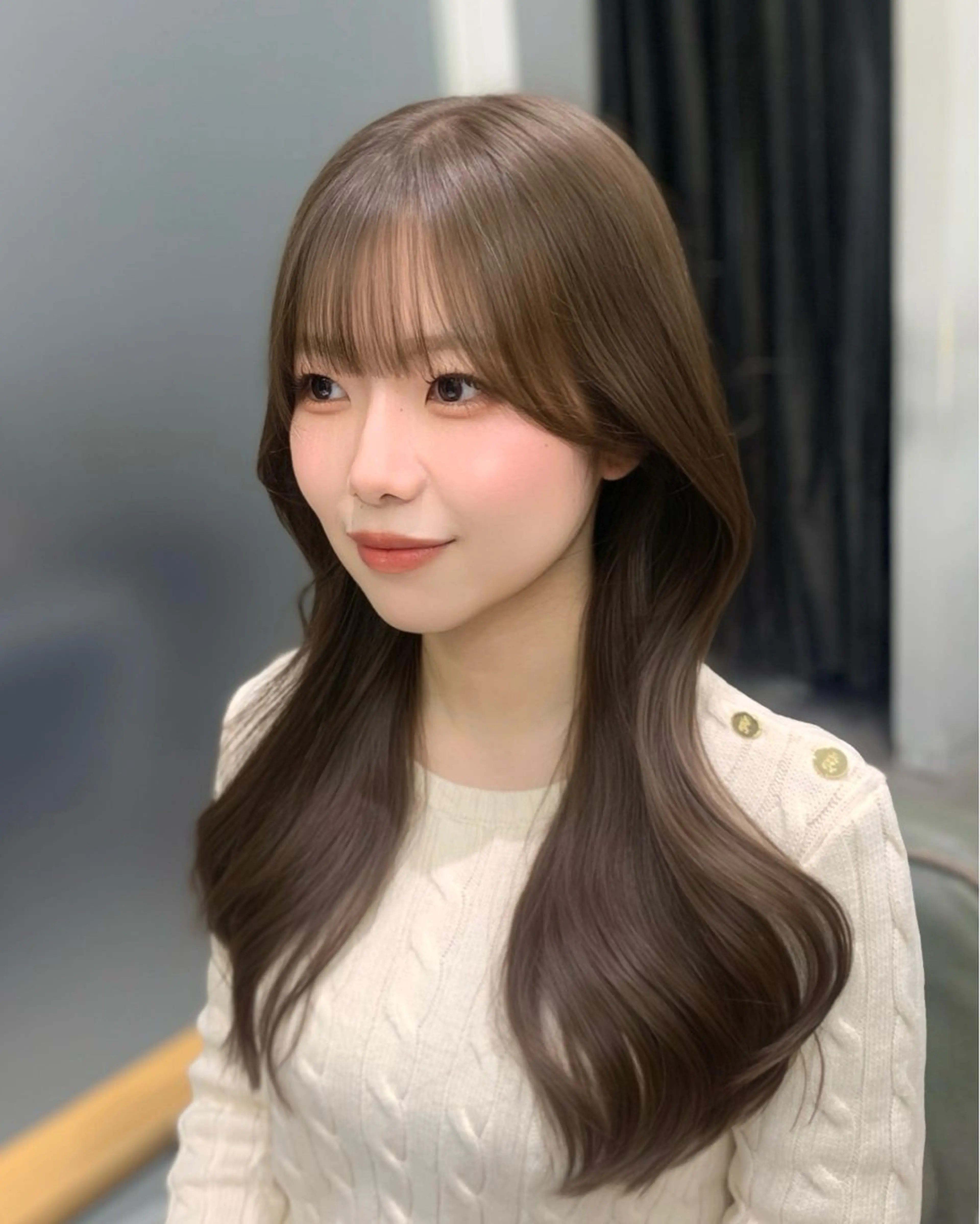 ロング カット ヘアカラー トリートメント 🎀韓国風顔周り× 透明感/梅田/アリサのヘアスタイル