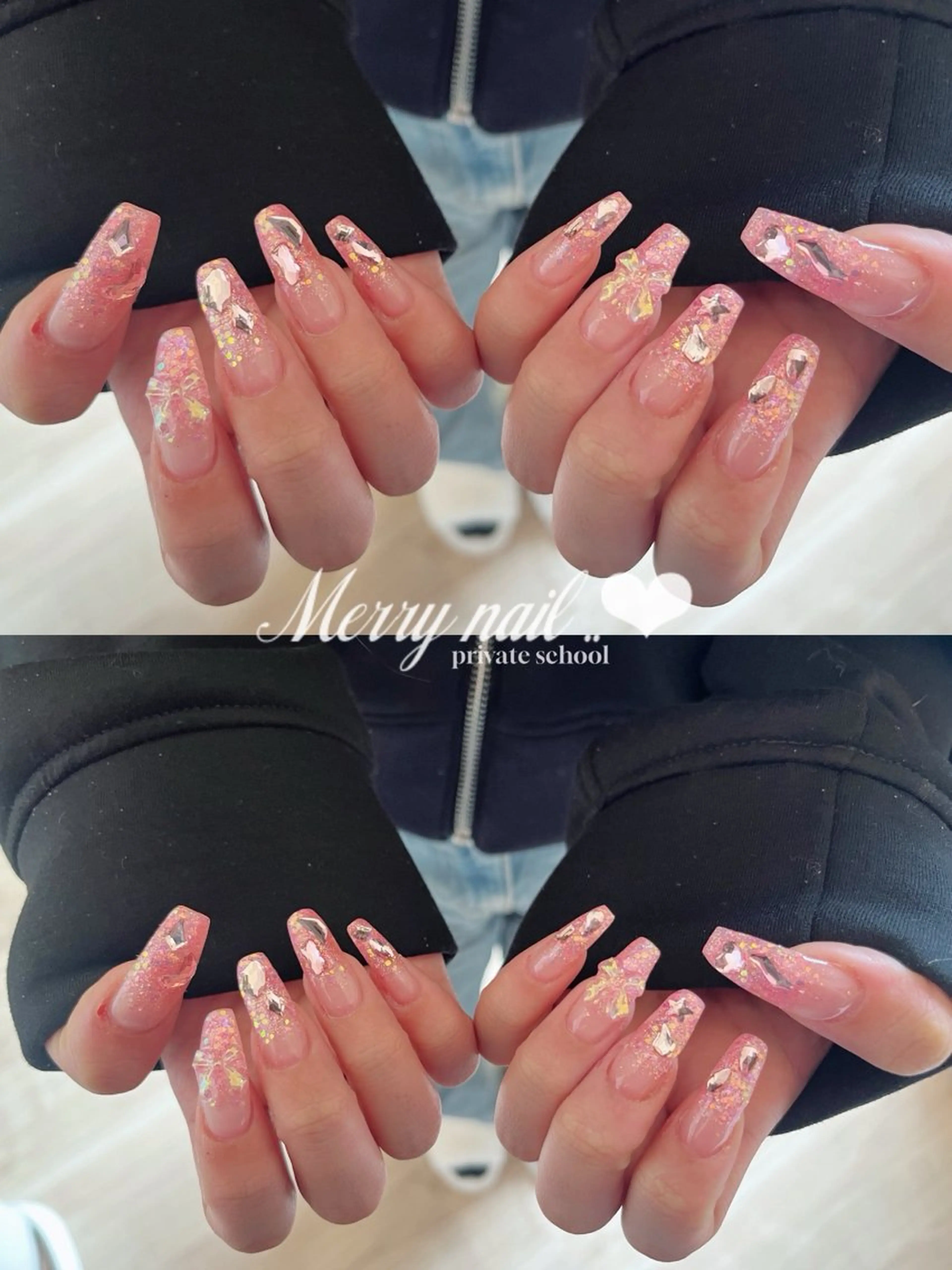 ネイル ストーンネイル ハンドネイル Merry nail 個人サロンのネイルデザイン