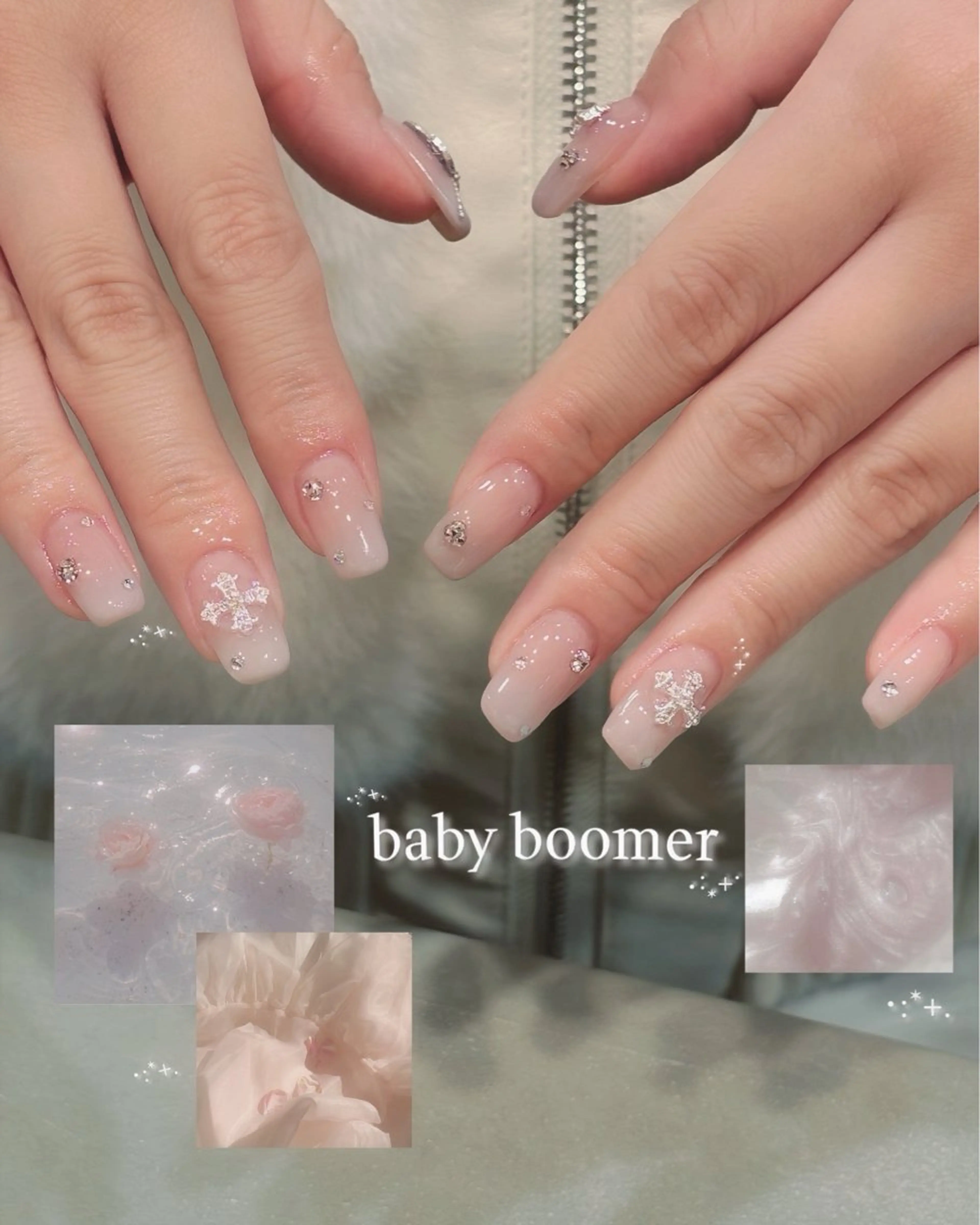 ネイル ガーリー キラキラネイル 韓国ネイル オフィスネイル シンプルネイル H.Inoue パラジェル認定サロンのネイルデザイン