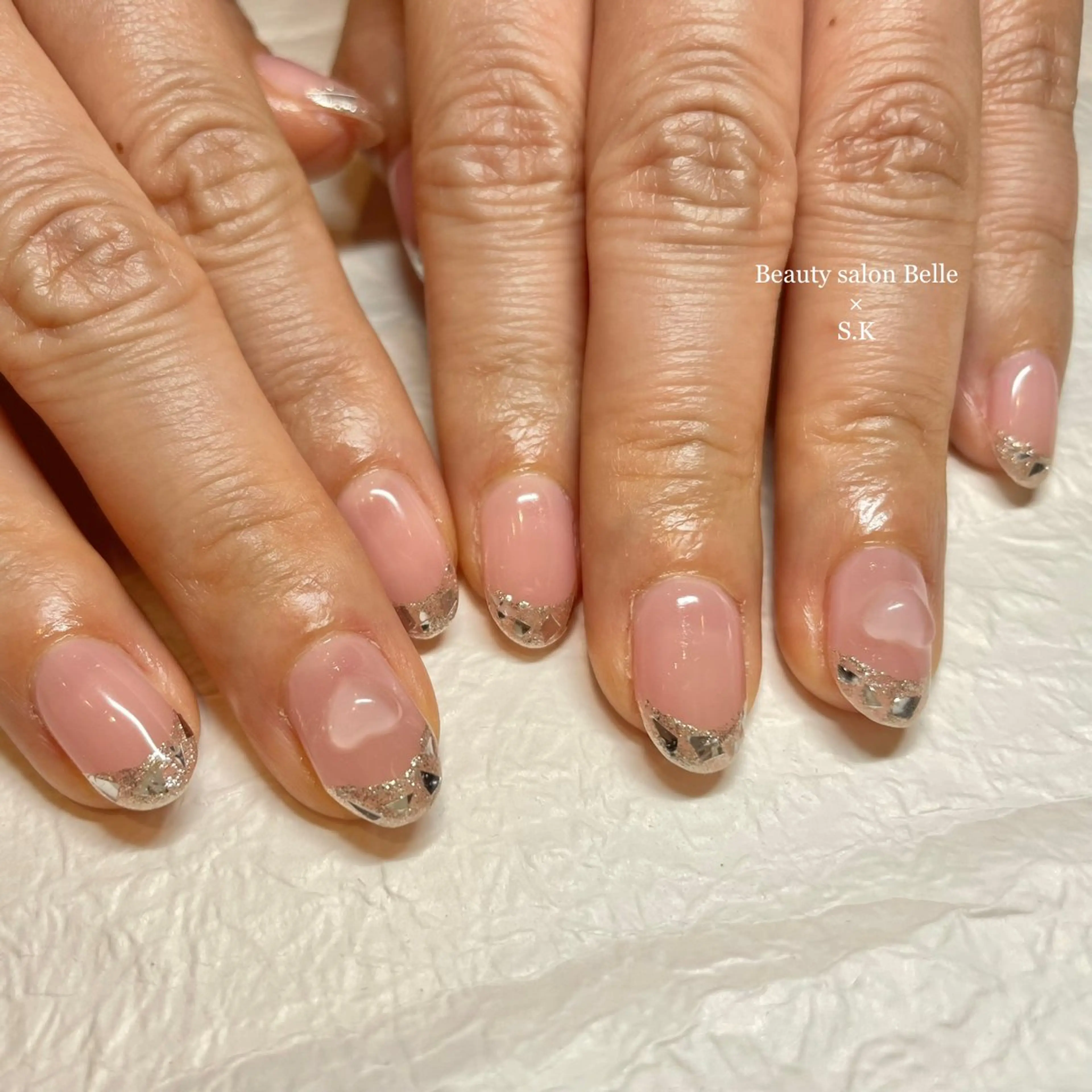 ネイル フレンチネイル ガラスフレンチ S. kurumiのネイルデザイン