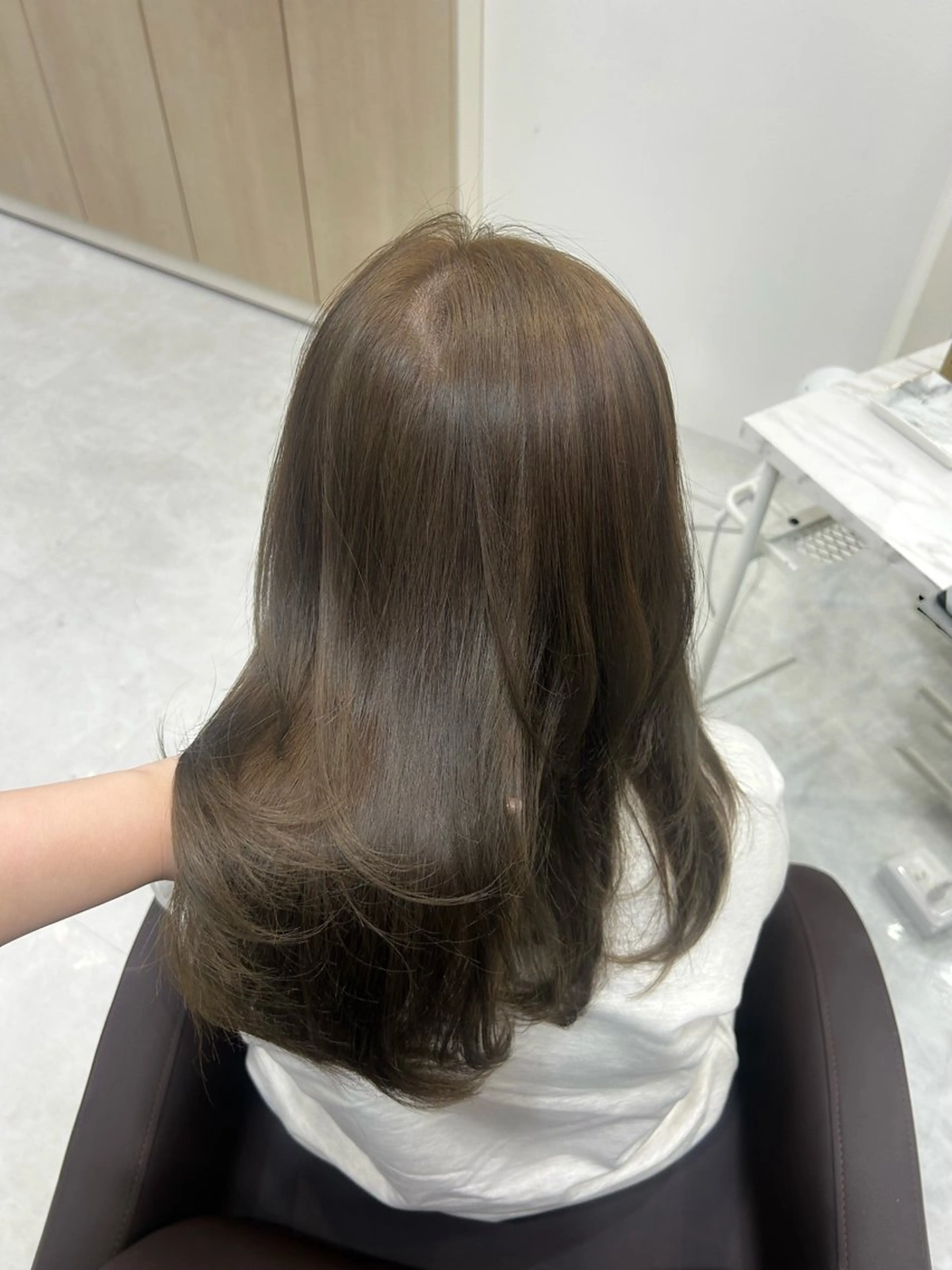 セミロング カラー ヘアアレンジ ヘアカラー トリートメント ヘアセット ブリーチなしカラー/ ブラウン/レイヤーのヘアスタイル