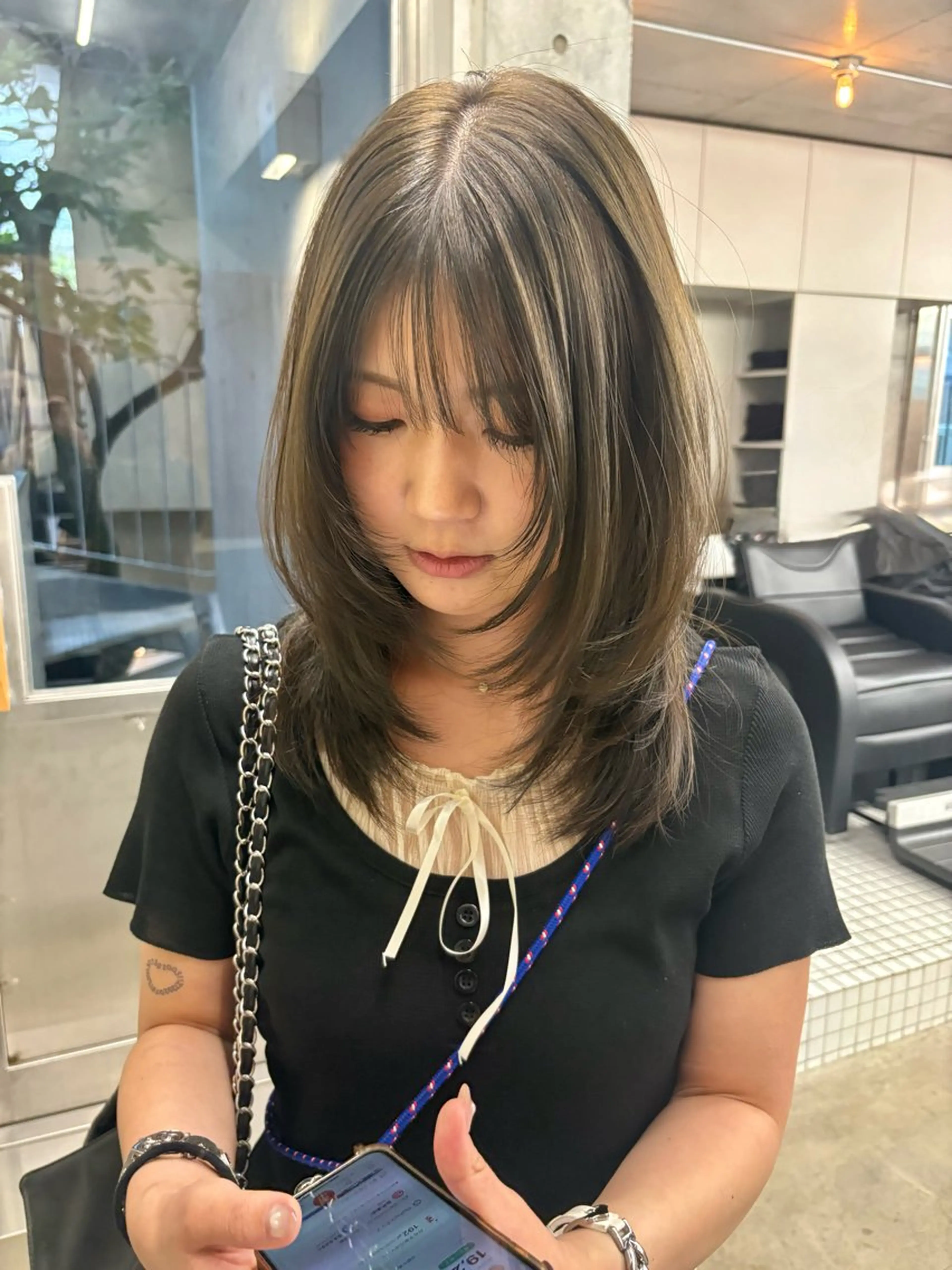 ミディアム カラー ヘアカラー トリートメント レイヤー/柔色 カラー/SAkiのヘアスタイル