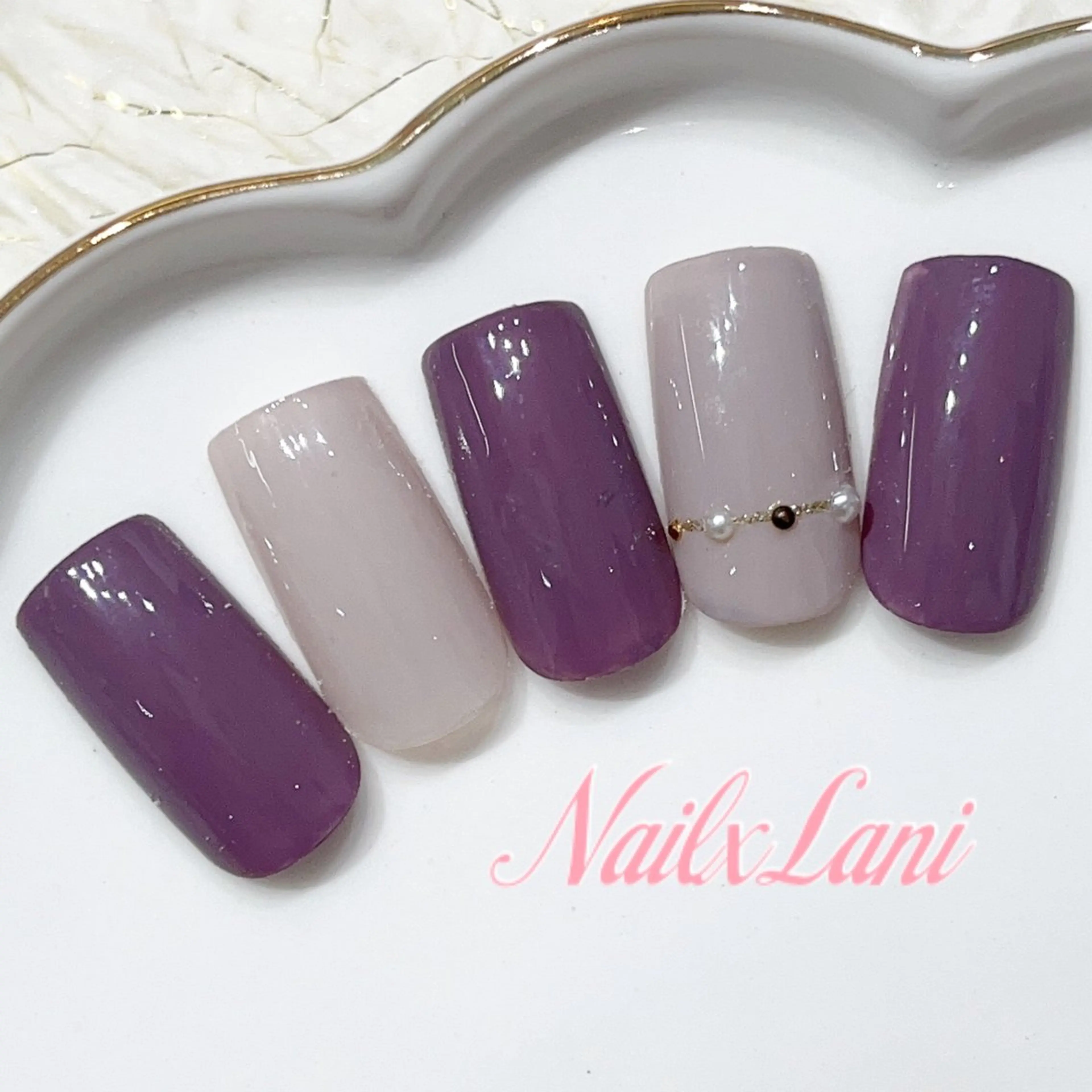 ネイル パープル 練馬駅近ネイルラニ 不細工爪90分で美爪のネイルデザイン