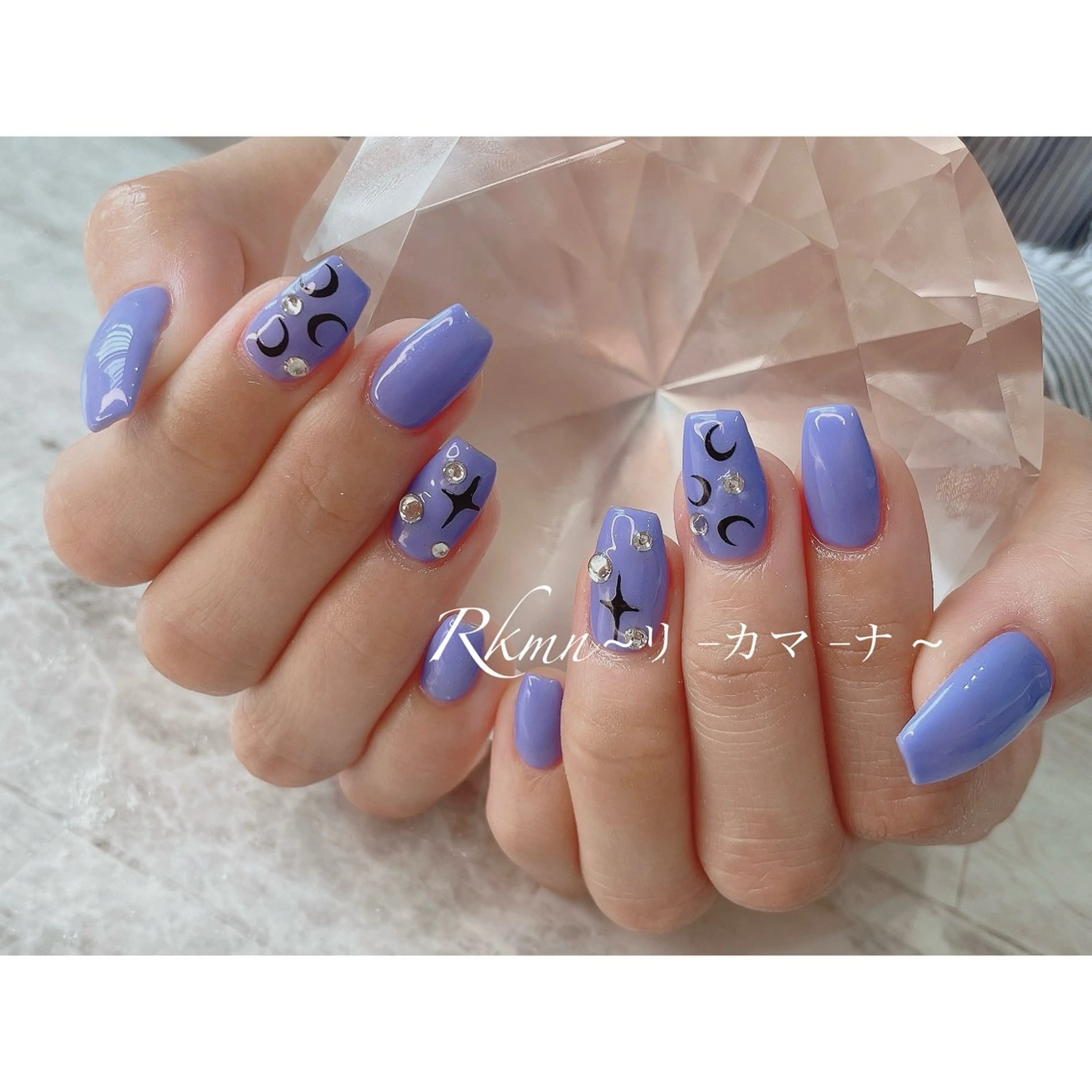 ネイル アートネイル ブルー パープル 春ネイル ハンドネイル フットネイル ハンドケア Rkmn ~リ-カマ-ナ~のネイルデザイン