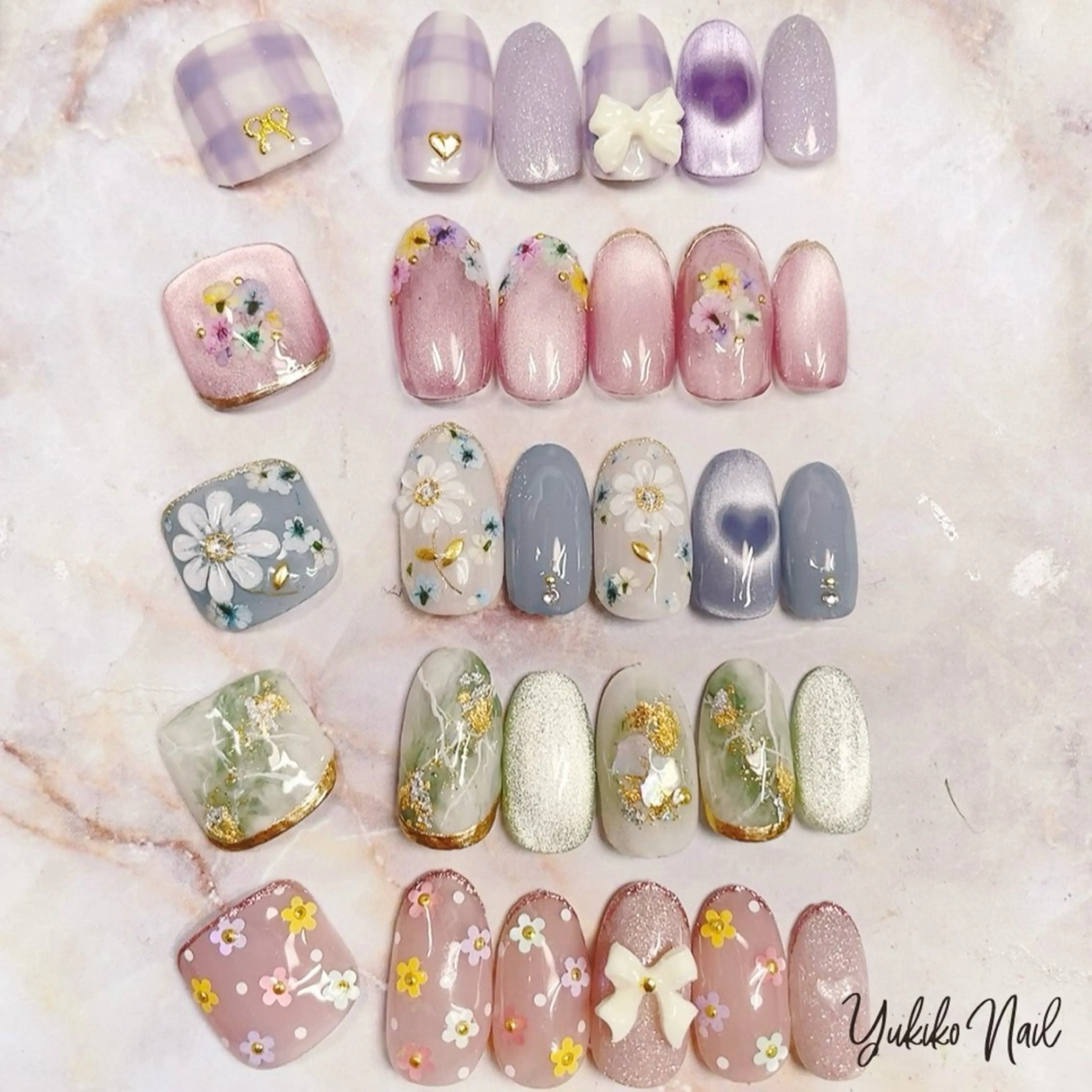 ネイル フラワーネイル マグネットネイル ぷっくりネイル 春ネイル ユキコ ネイルのネイルデザイン