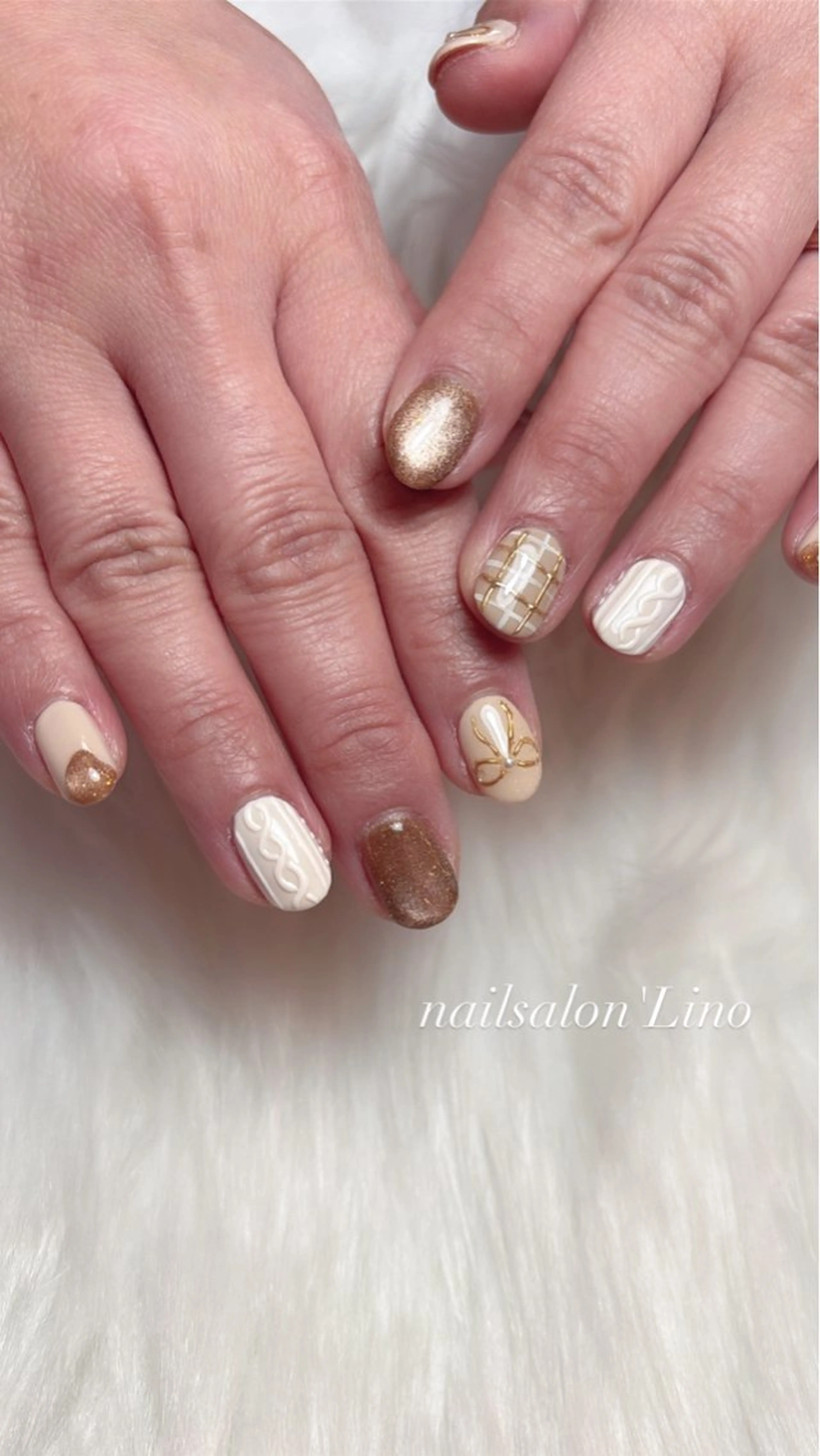 ネイル 持ち込み リボン ハンドネイル Lino𓂃⟡.· Chizuruのネイルデザイン