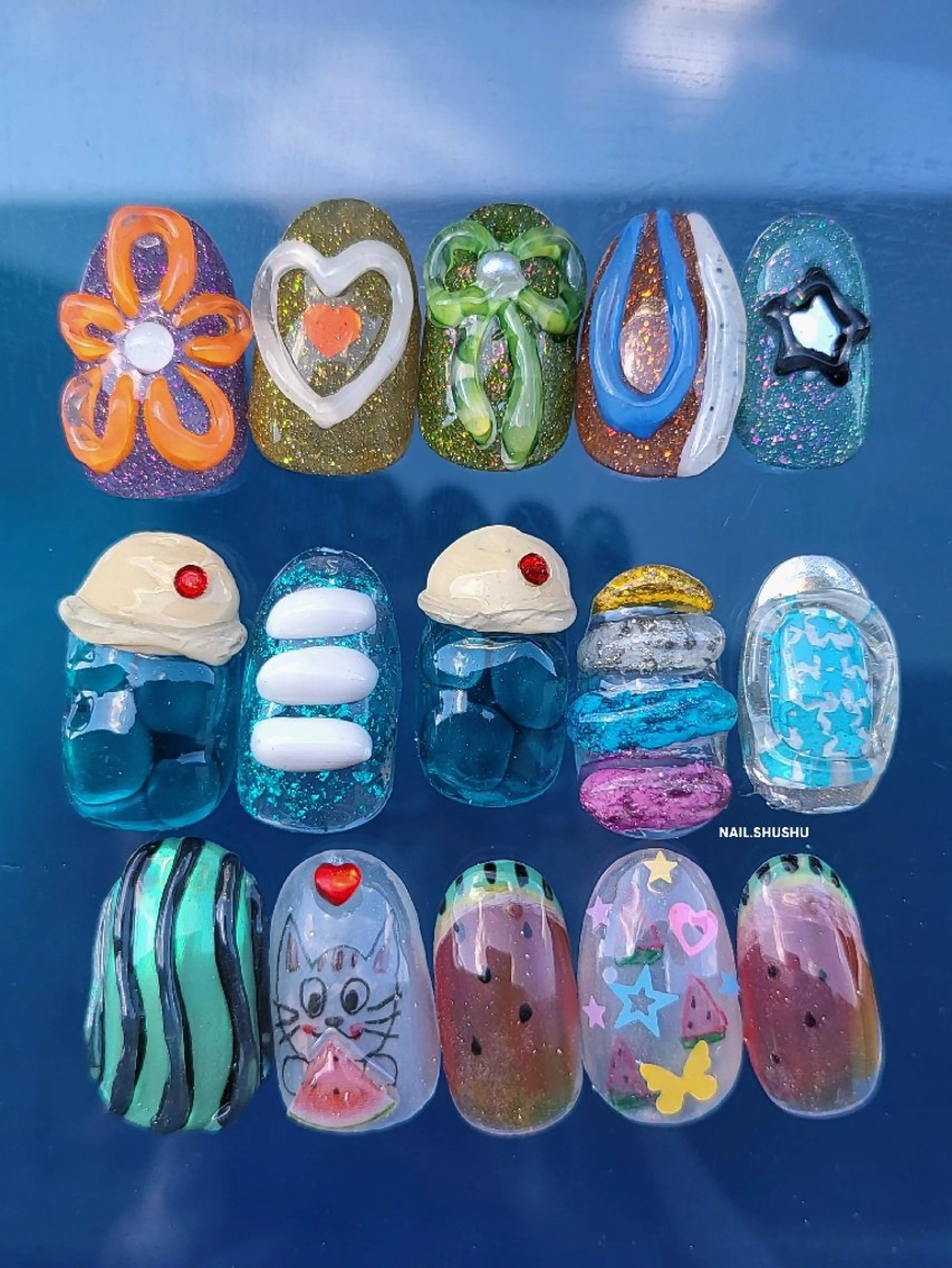 ネイル ハンドネイル 3dパーツ/流行り 👧shushu❤️のネイルデザイン