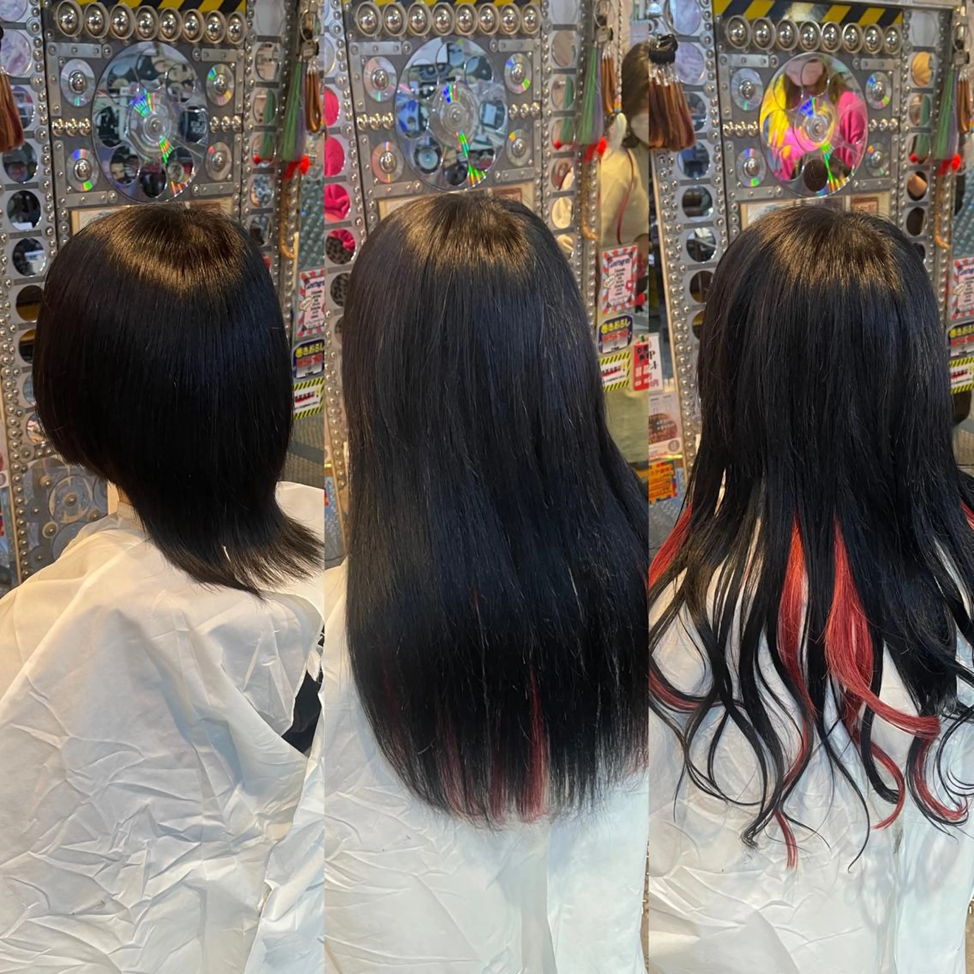 ショート カラー ヘアアレンジ 編み込みエクステ シールエクステ エクステ 🌈派手髪エクステ ブレイズ🌈ひろとのヘアスタイル