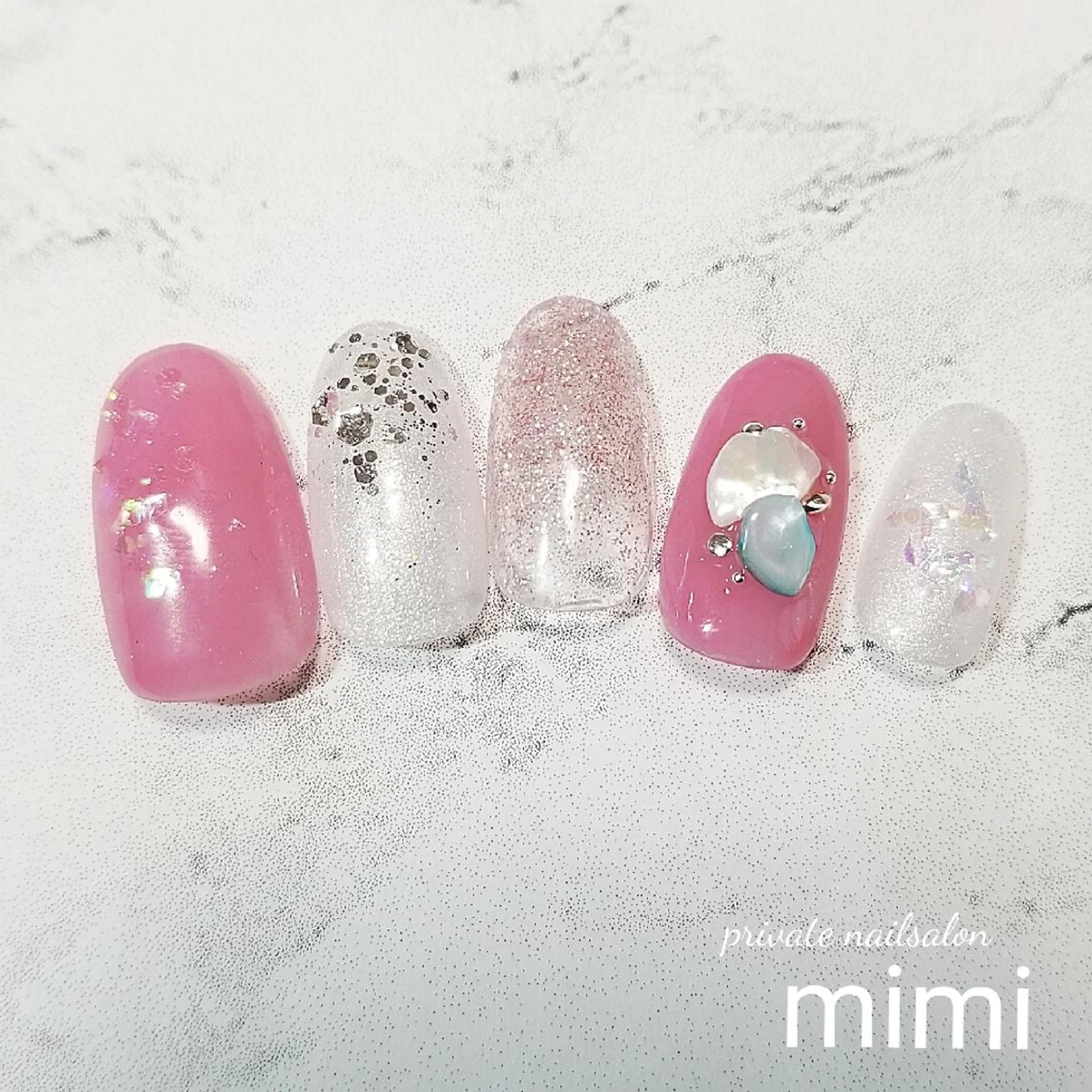 ネイル ニュアンスネイル ピンク ハンドネイル 博多ネイル ｍｉｍｉのネイルデザイン