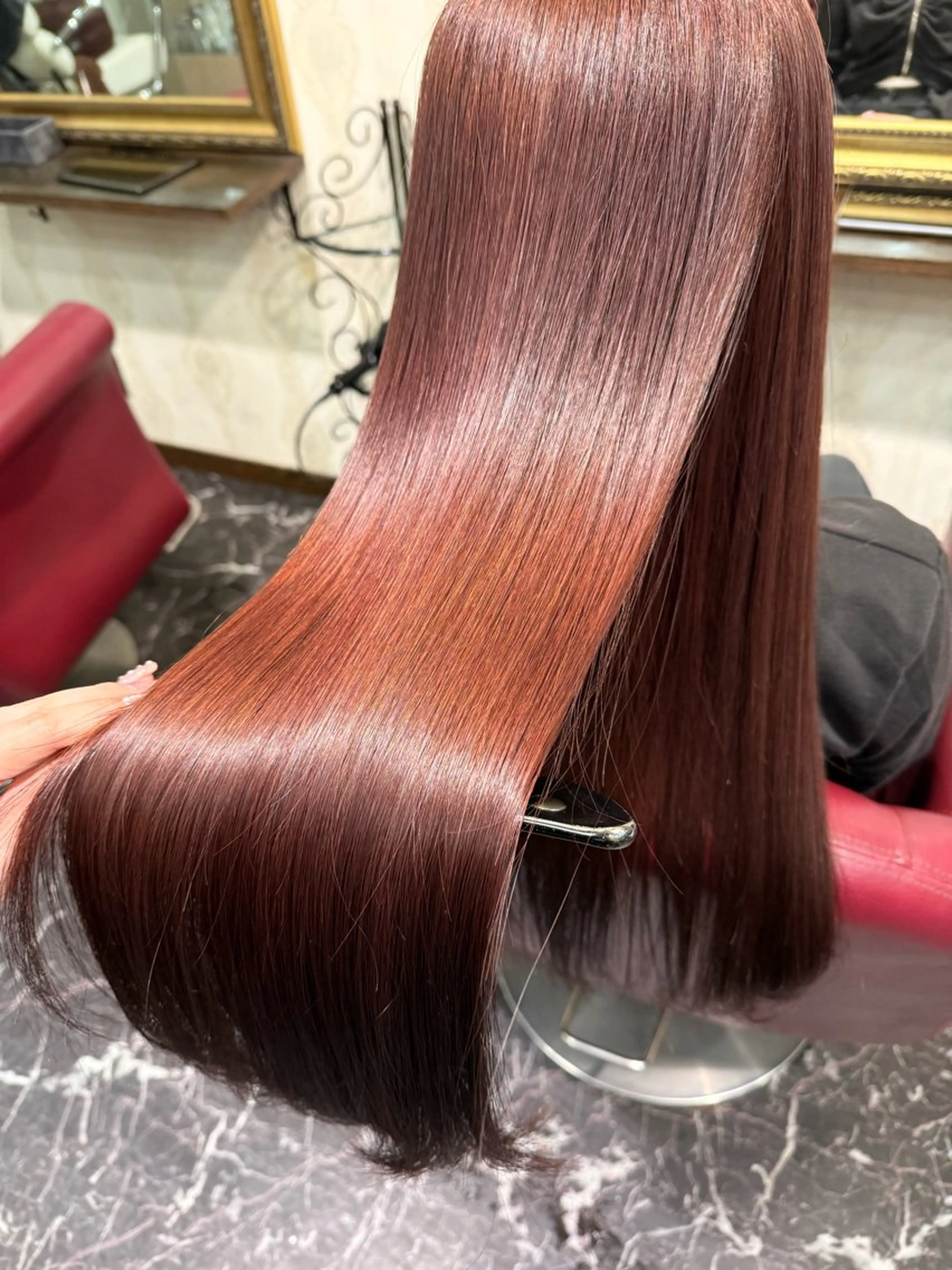 ロング カラー ブラウンカラー レッドカラー レッドブラウン 縮毛矯正 スーパーロング育成 💖田所のヘアスタイル