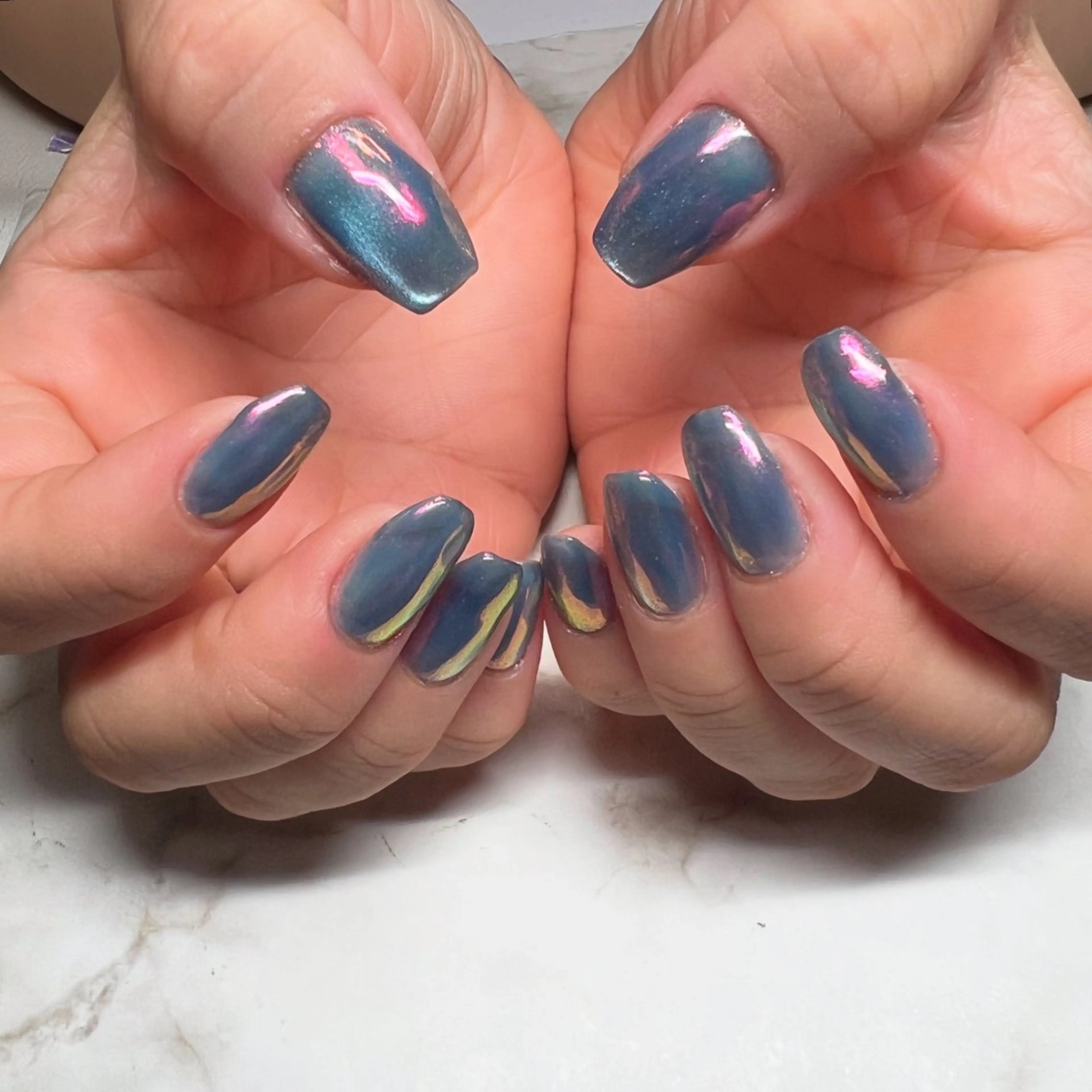 ネイル オーロラネイル ブルー マグネットネイル ミラーネイル nail salon   KAREN所属・t. REINAのネイルデザイン