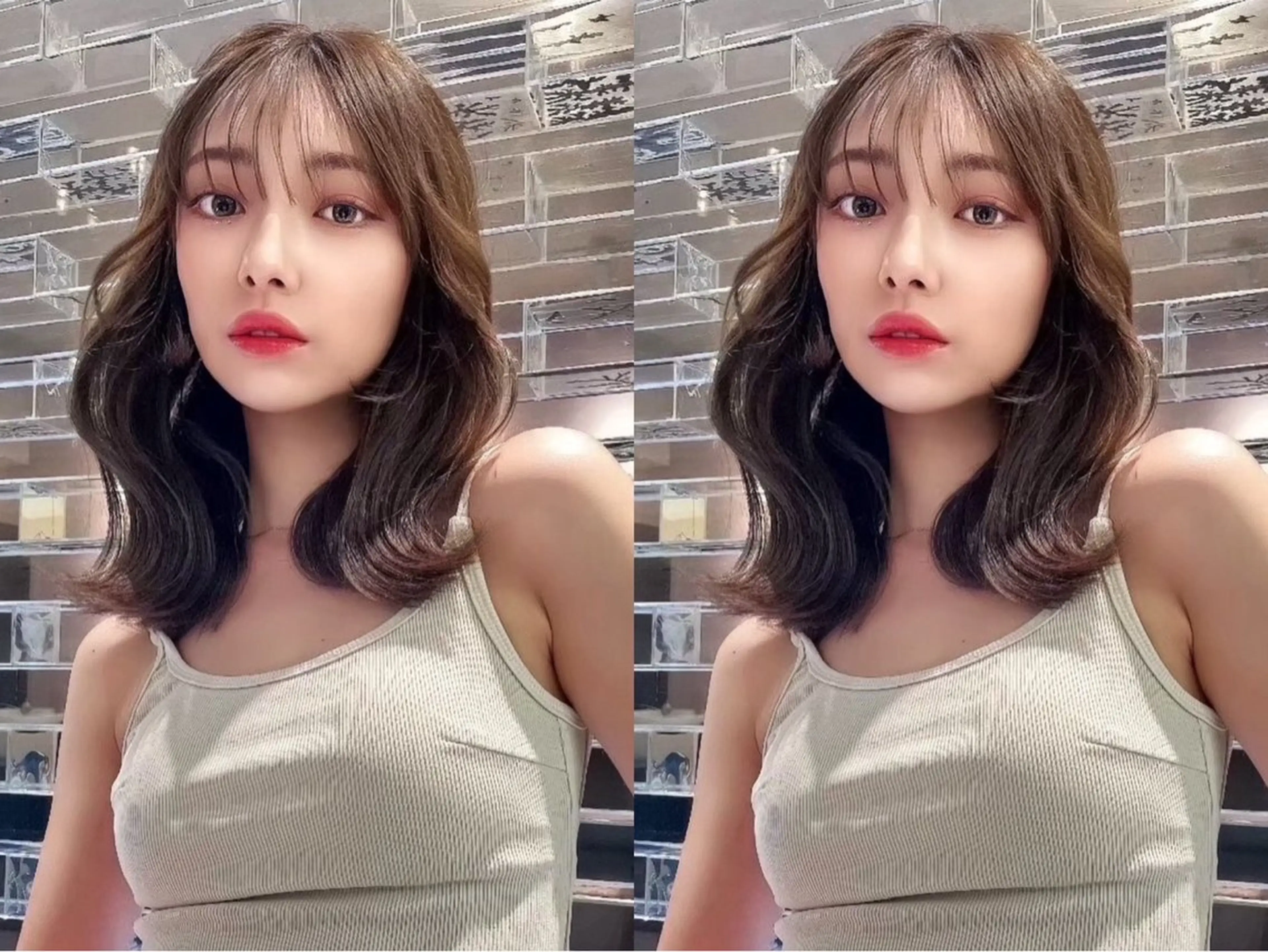 ミディアム カット ヘアカラー トリートメント レイヤー/髪質改善 /透け感カラー/艶髪のヘアスタイル