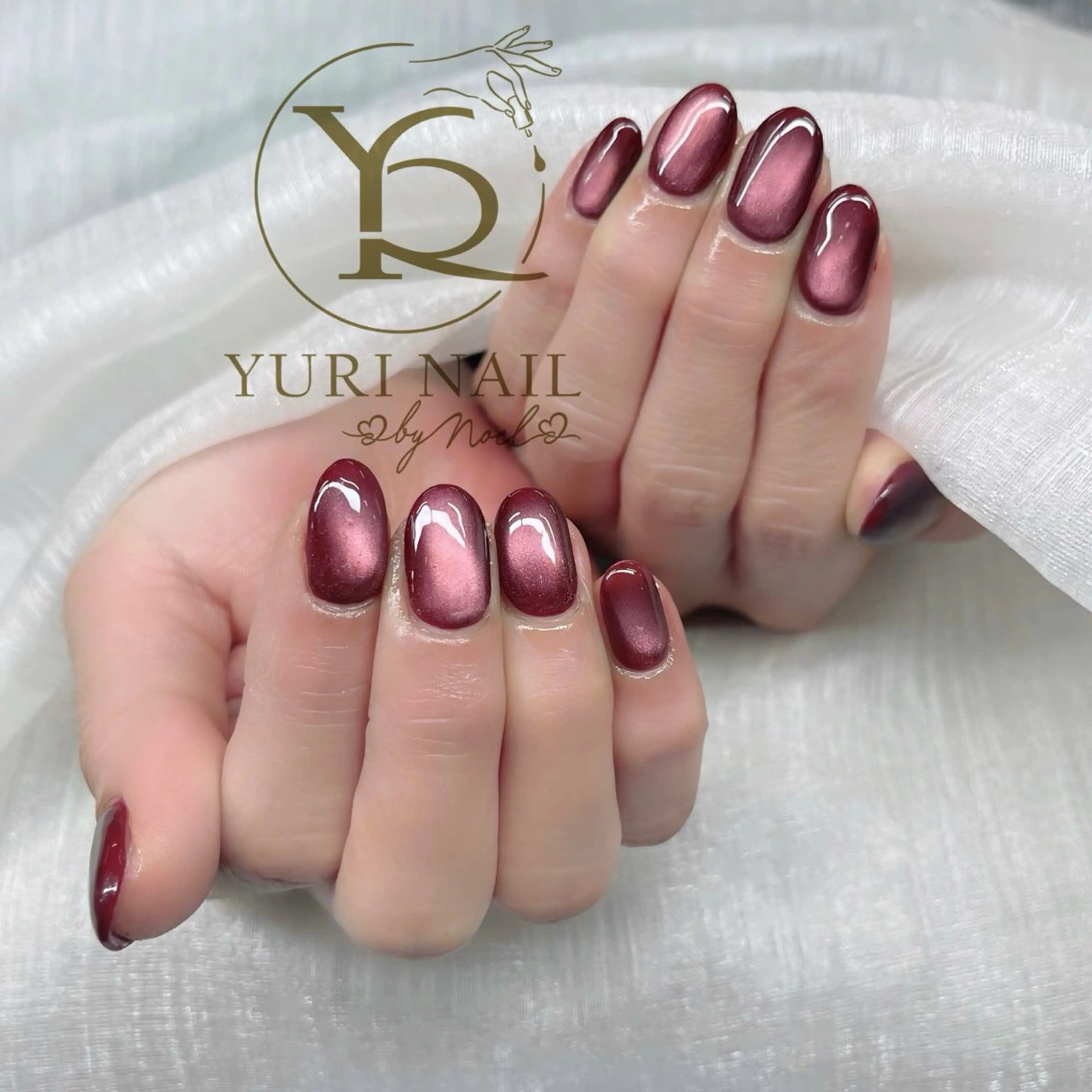 ネイル オーロラネイル ブルー チークネイル フレンチネイル グラデーション ハンドネイル フットネイル ハンドケア YURI Nail Funabashiのネイルデザイン