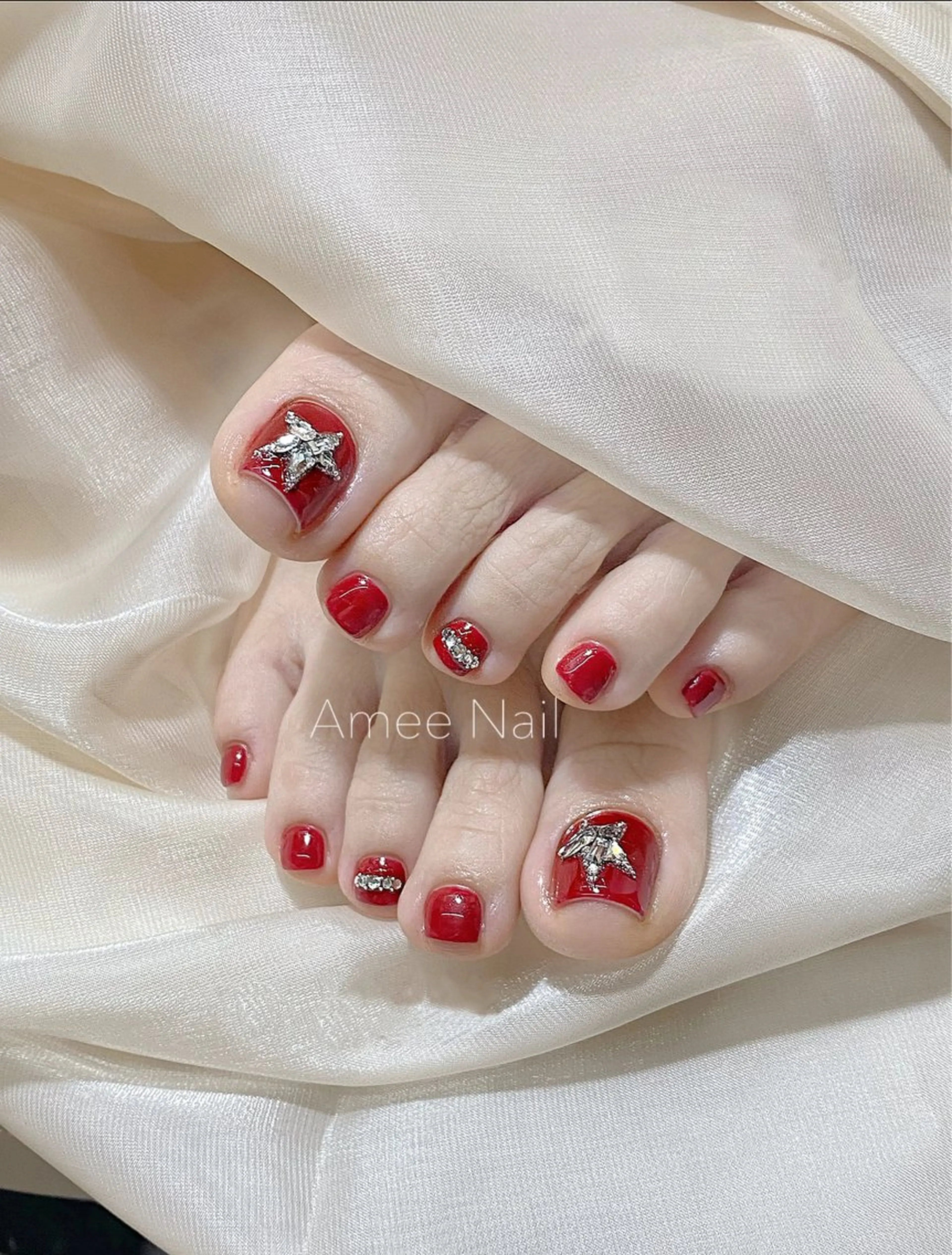 ネイル オーロラネイル クリアネイル フラッシュネイル ジェルネイル グラデーション フットネイル Amee Nail Salonのネイルデザイン