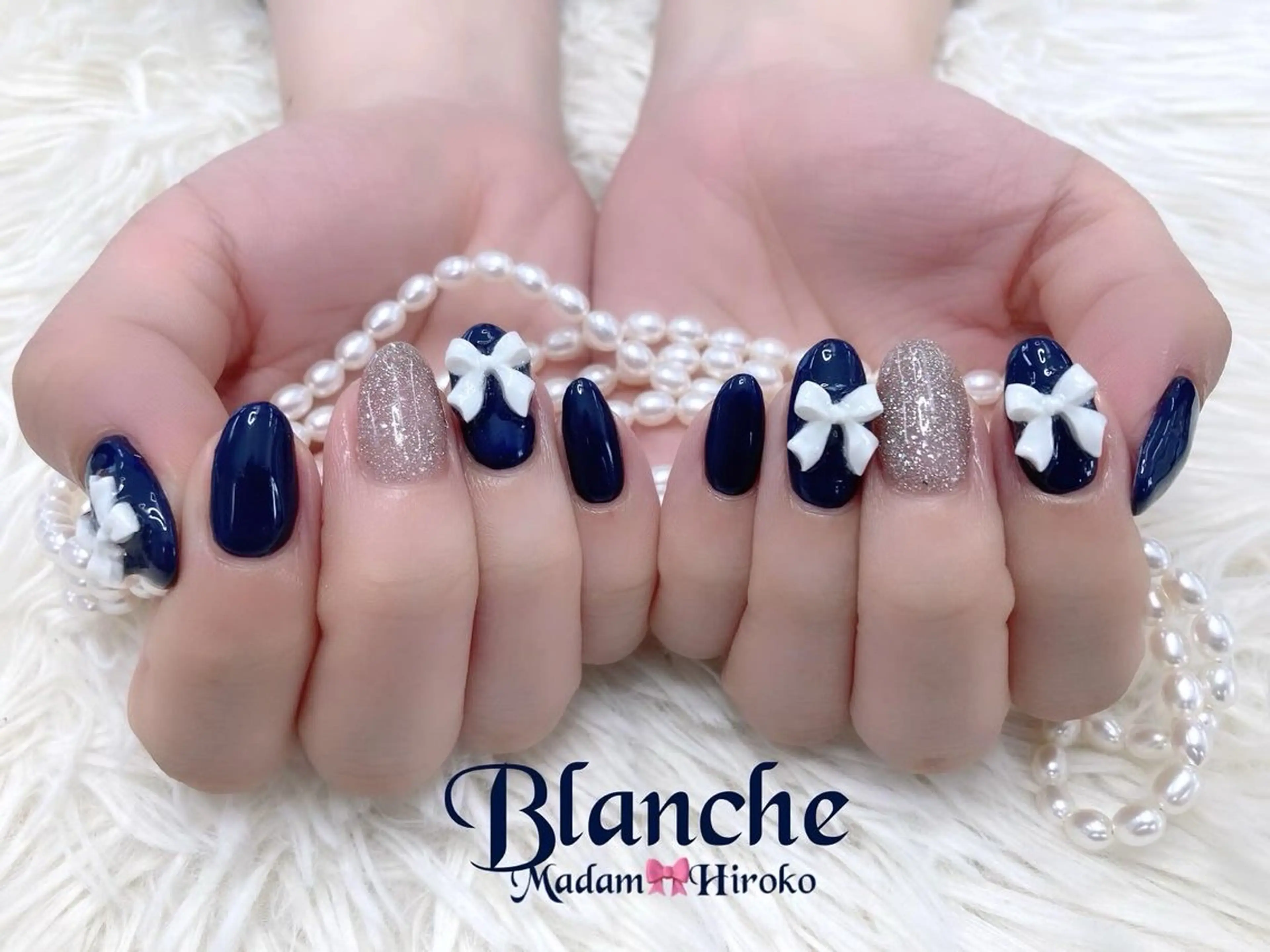 ネイル リボン ハンドネイル Lianネイル 寛子Lianのネイルデザイン