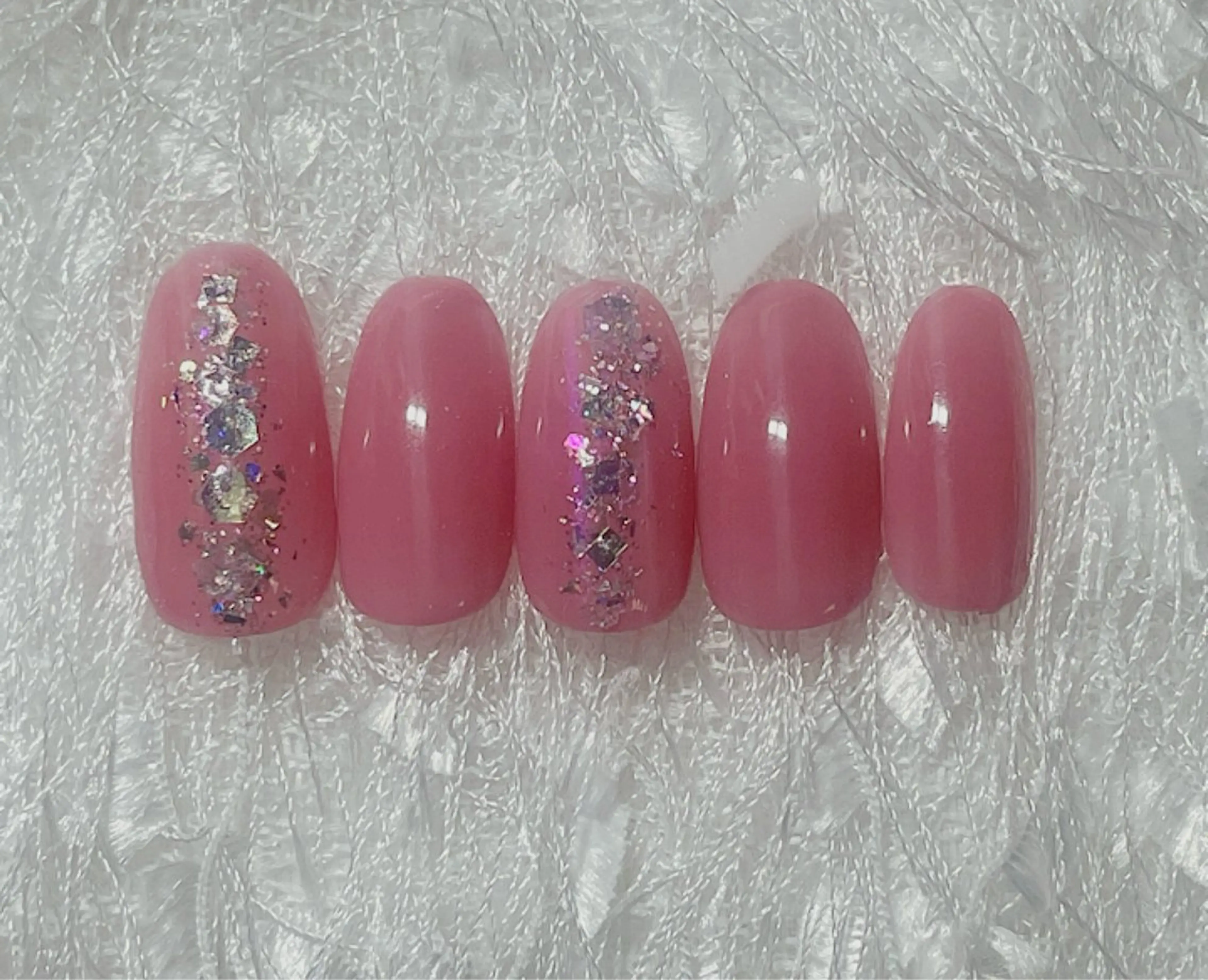 ネイル アートネイル ホログラムネイル ピンク シンプルネイル Nakao Hitomiのネイルデザイン