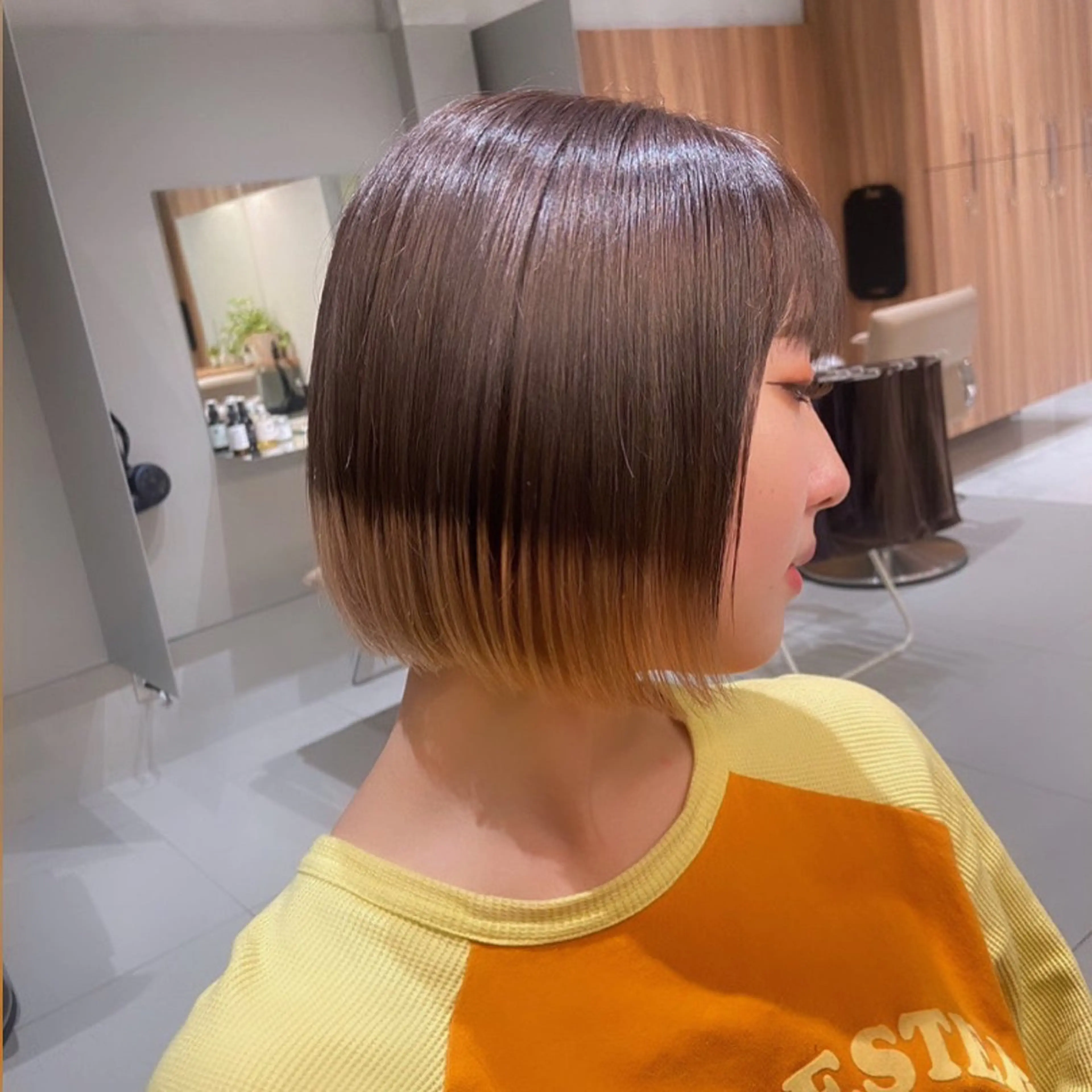 ロング カラー ブリーチ 透明感カラー ボブ 🫒🫒ブリーチなし 艶カラー🫒ヤマシロのヘアスタイル