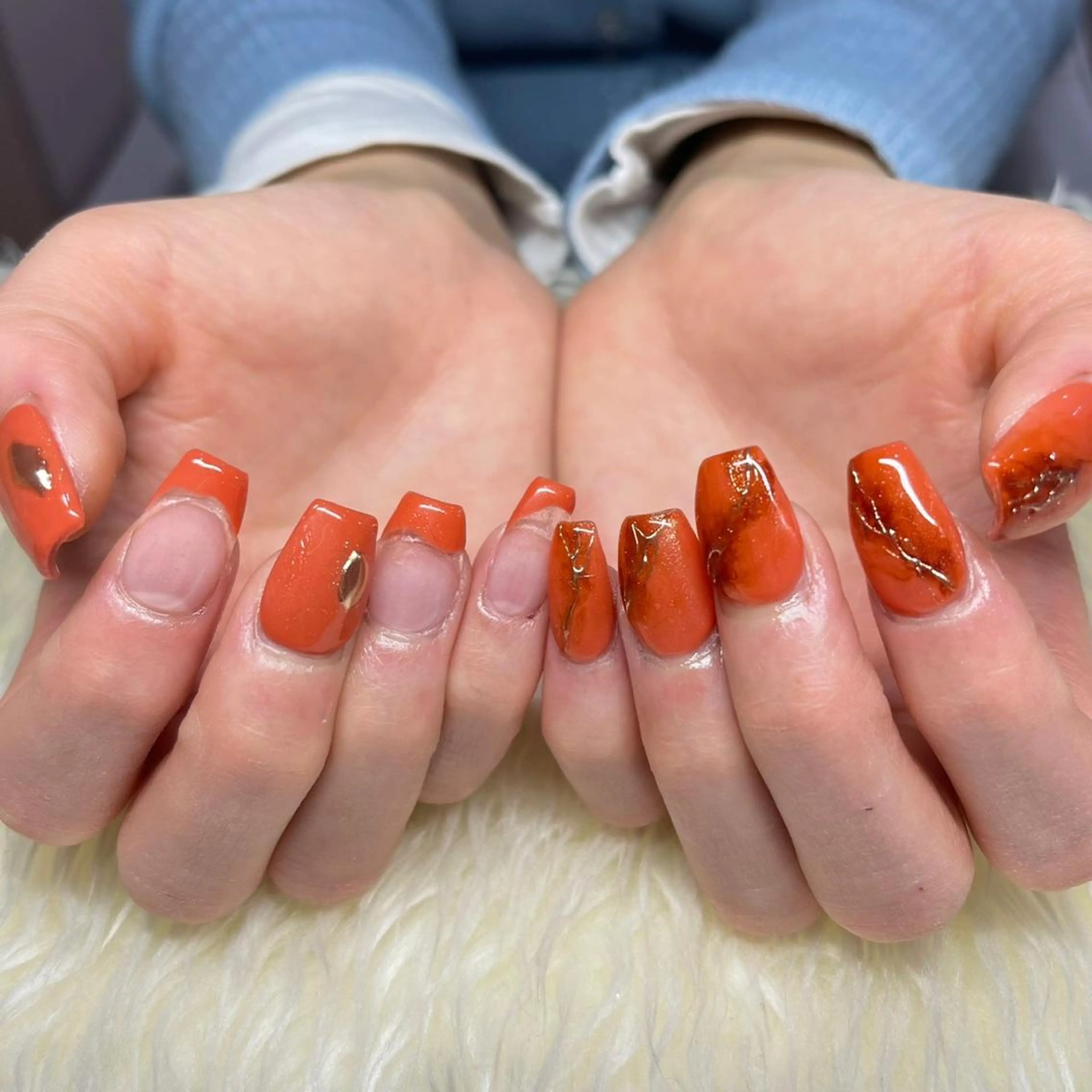 ネイル フレンチネイル ジェルネイル 韓国ネイル マグネットネイル 持ち込み ハンドネイル Nail&eye Belire 新宿のネイルデザイン