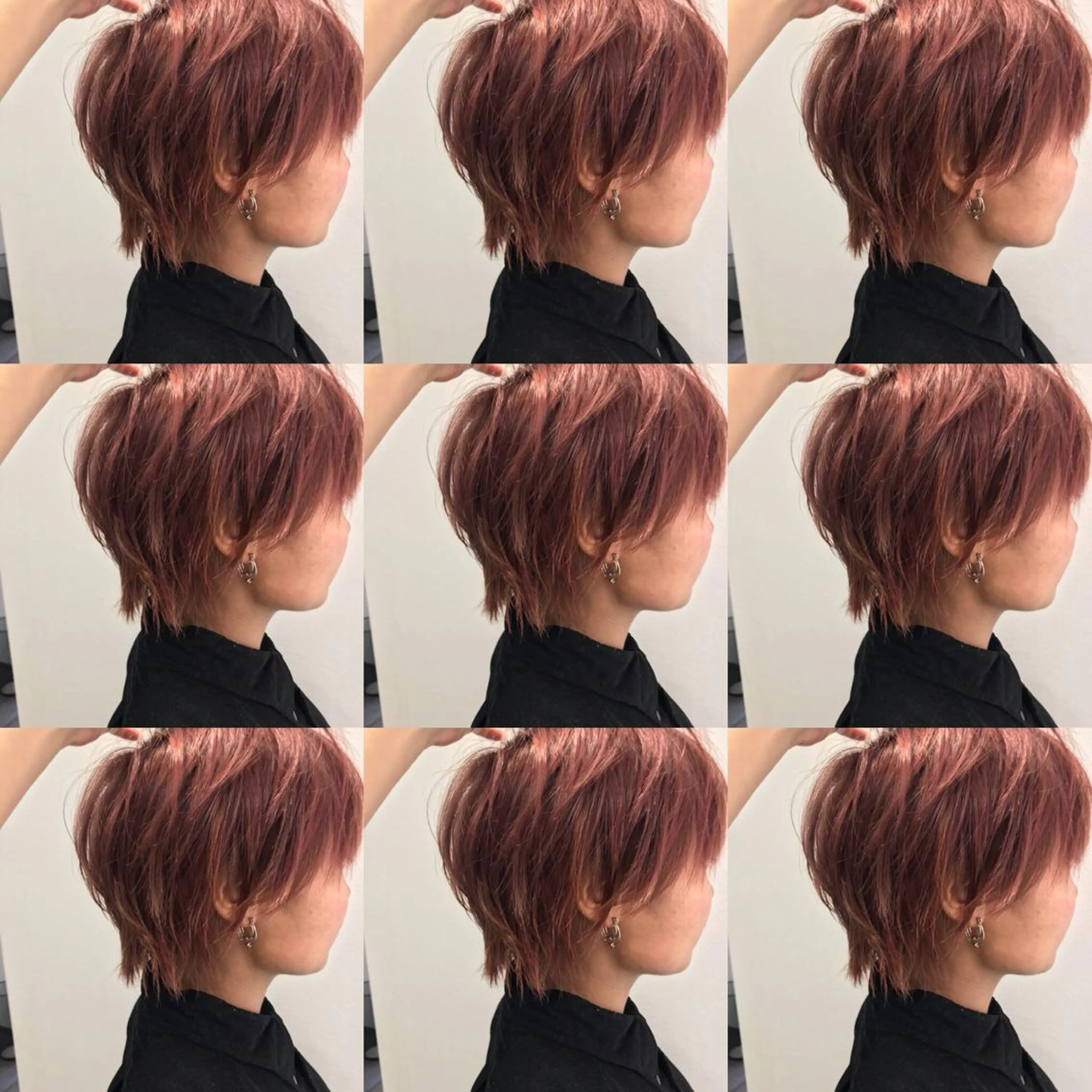 ショート カラー ブリーチ ハイトーンカラー ピンクカラー ショートヘア ウルフカット HARUNA/ミセス 大人ショートヘアのヘアスタイル